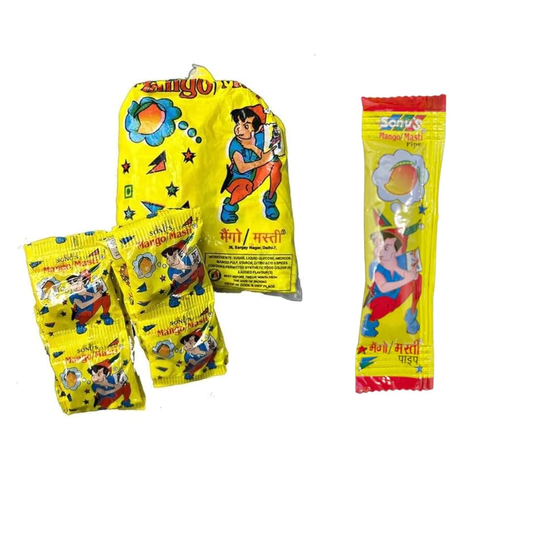 Mango Masti Goli Original (20 pcs per Pack) | Mango masti Pipe (20pc Per pack) Sugar Boiled Confitionery 300 gm Orange candy MRP 200/-| Combo pack | 90's Candies| Feel the Bachpan