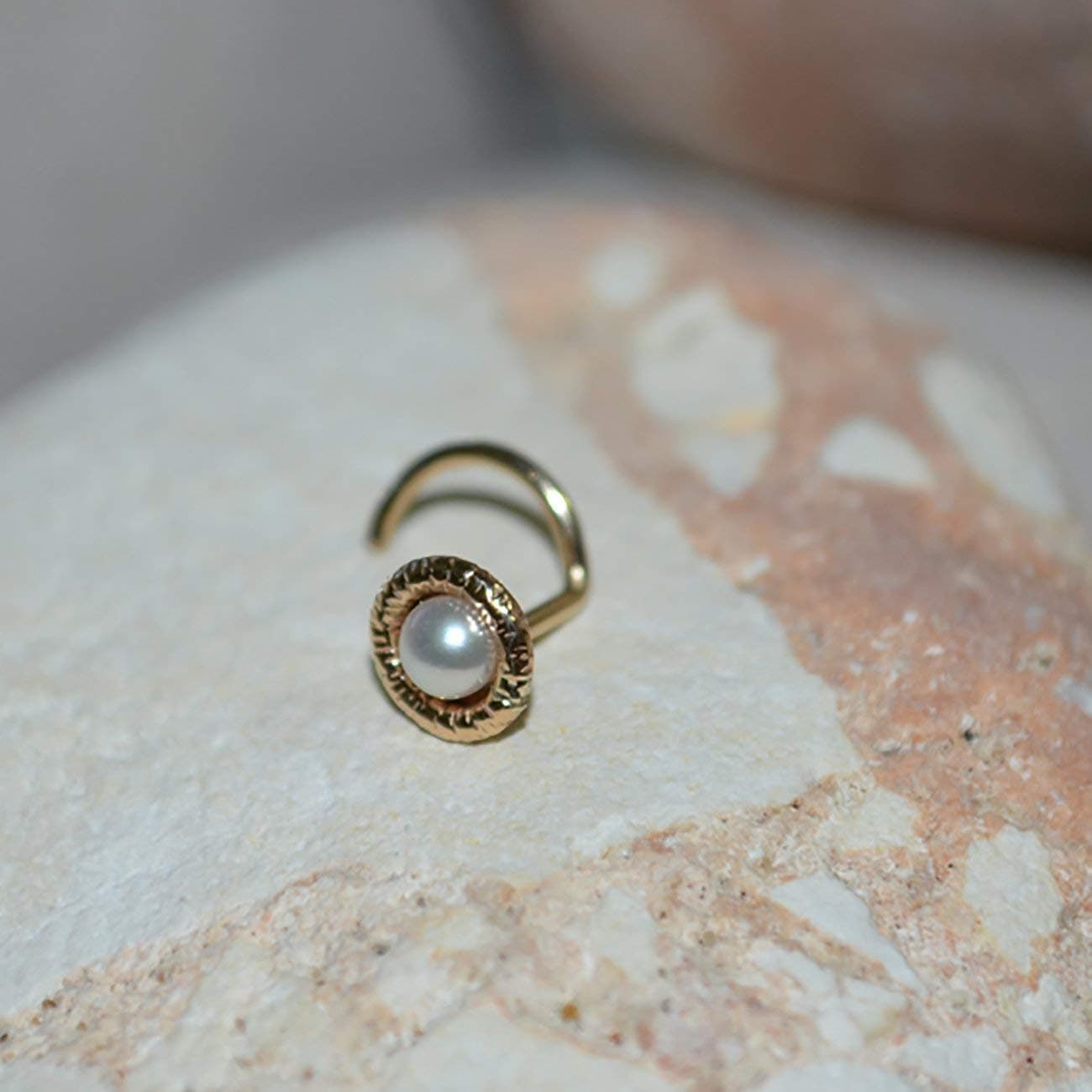 Gold Tragus Earring Stud - 3mm White Pearl Nose Stud 20 Gauge - Nose Ring - Cartilage Stud - Helix Earring Stud - Tragus Hoop - Conch Stud