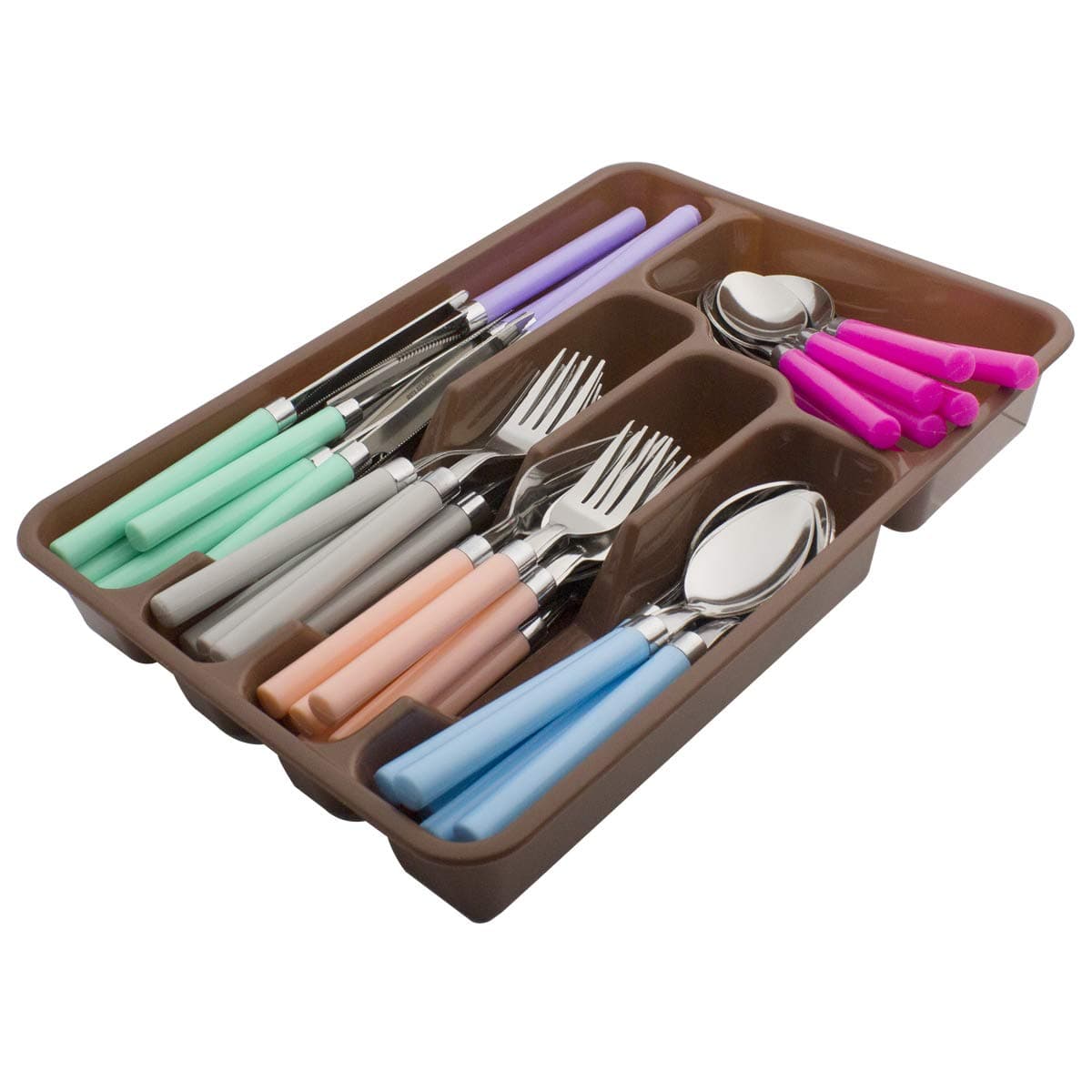 Colorful 48 Piece Flatware Set Silverware Tableware Spoons Forks Knives Set with Tray