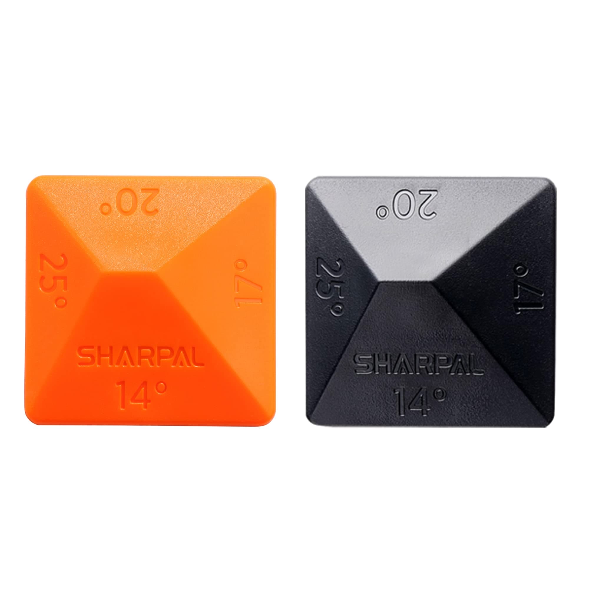 196N 2 Pack 4-in-1 Whetstone Knife Sharpening Aid for 14, 17, 20, 25 Degree Angles, Black, Orange