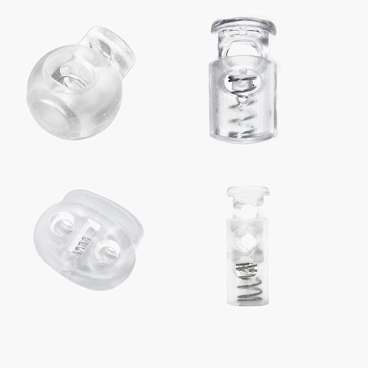 PHAETON 120PCS Clear Professional DIY Plastic Spring Fastener Cord Lock Toggle Stopper Buttons Fastener Slider