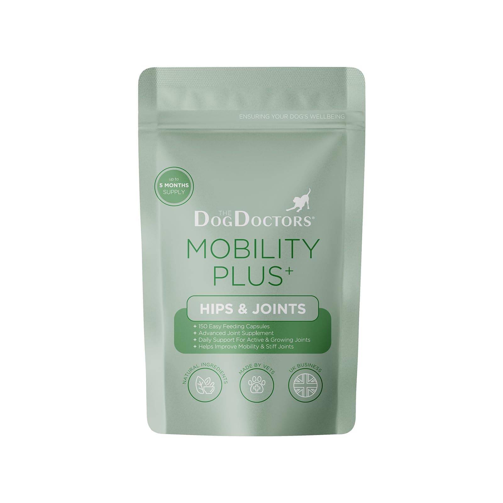 Mobility Plus | 150 Hips And Joints Aid Supplements With Glucosamine And Chondroitin For Dogs | Suitable For All Breeds And Sizes | 150 Capsules | Cruelty Free & Proudly Made in UK!
