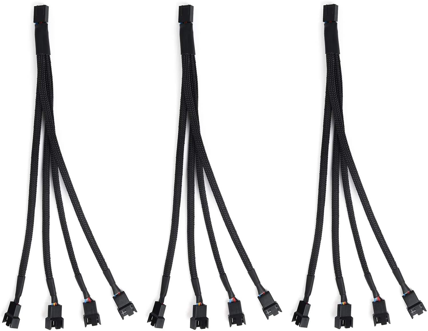Aypzuke 3 Pack Computer PC PWM Fan Splitter Cable 1 to 4 (4 Pin+3 Pin)
