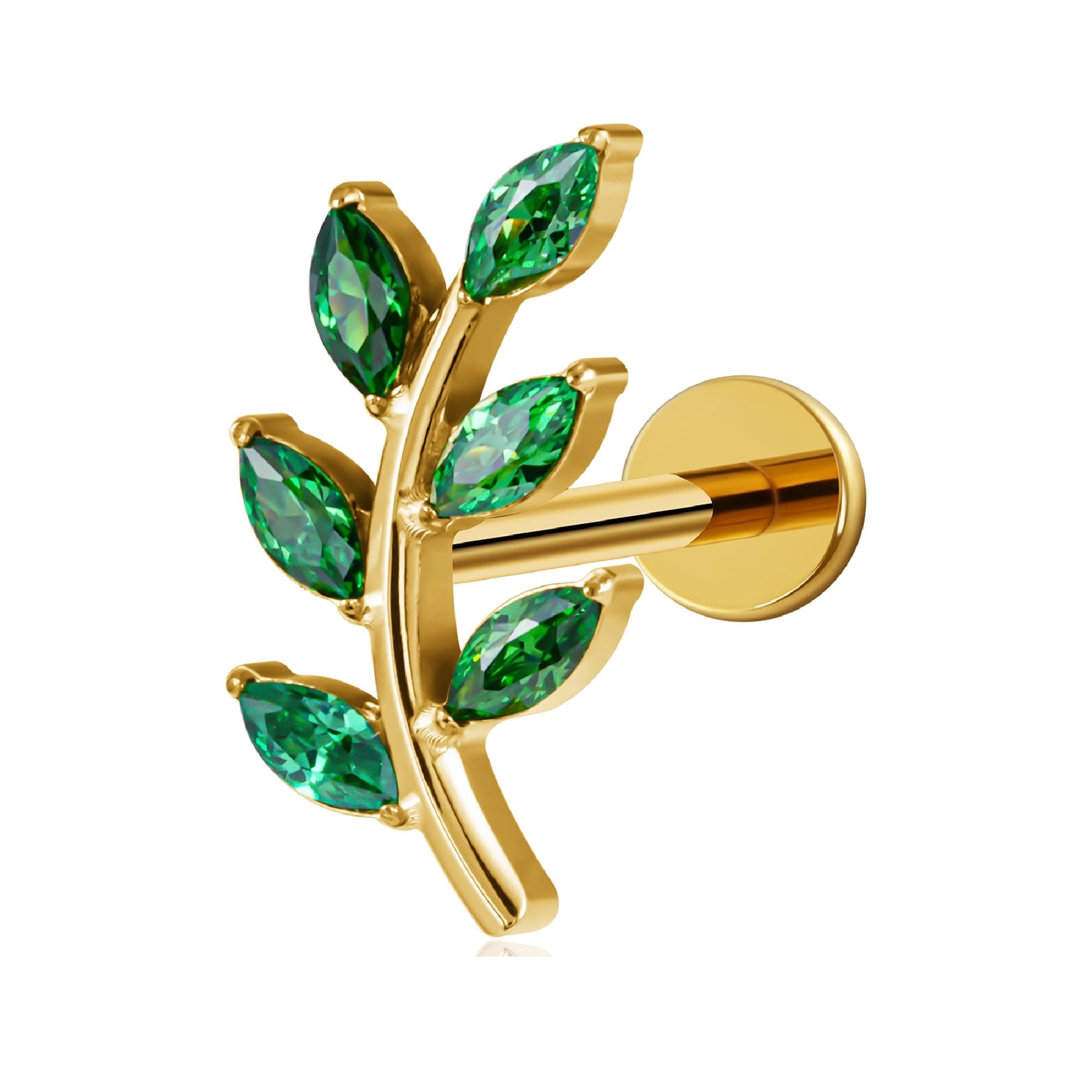 1PC Leaf Flat Back Stud Flat, Helix, Conch, Tragus 6mm 8mm - ASTM F136 Titanium Screw on Body Piercing Jewelry