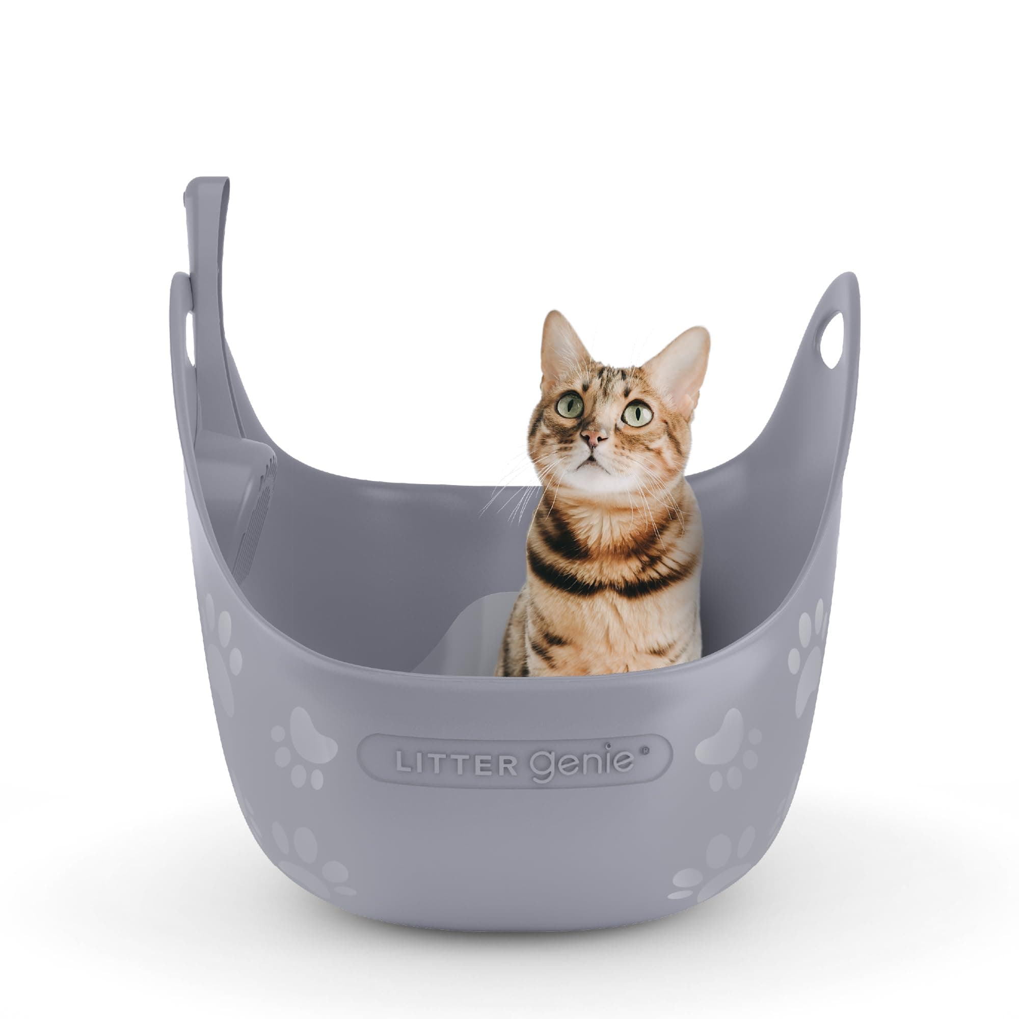 LitterBox Grey Cat Litter Tray Elegant and Practical Design Easy Emptying Includes Scoop