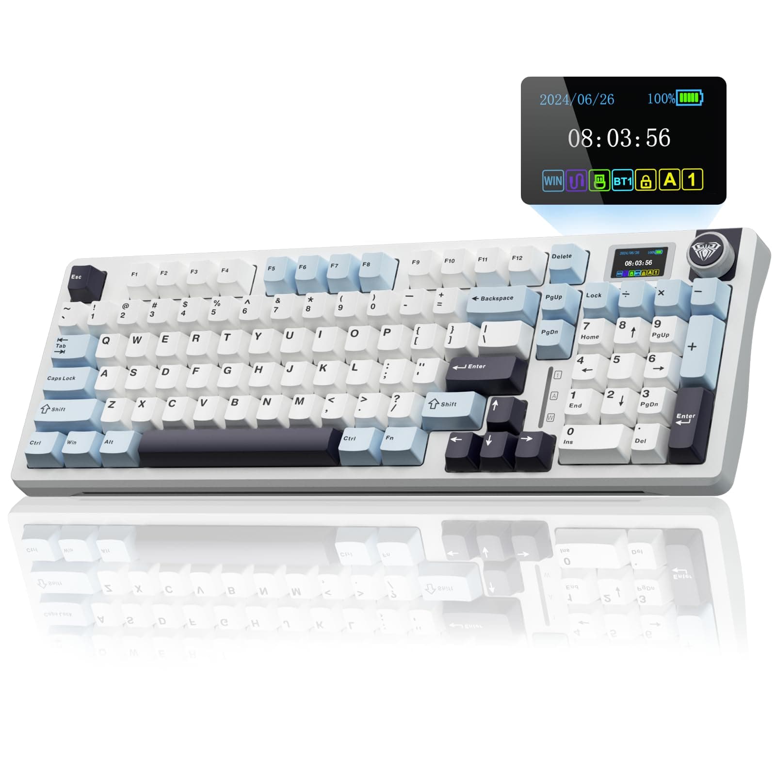 S98 Pro Wireless Mechanical Keyboard,Smart Screen & Knob,Tri-Mode BT5.0/USB-C/2.4GHz Creamy Keyboard,Pre-lubed Linear Switches,Hot Swappable RGB Backlit Computer Gaming Keyboards