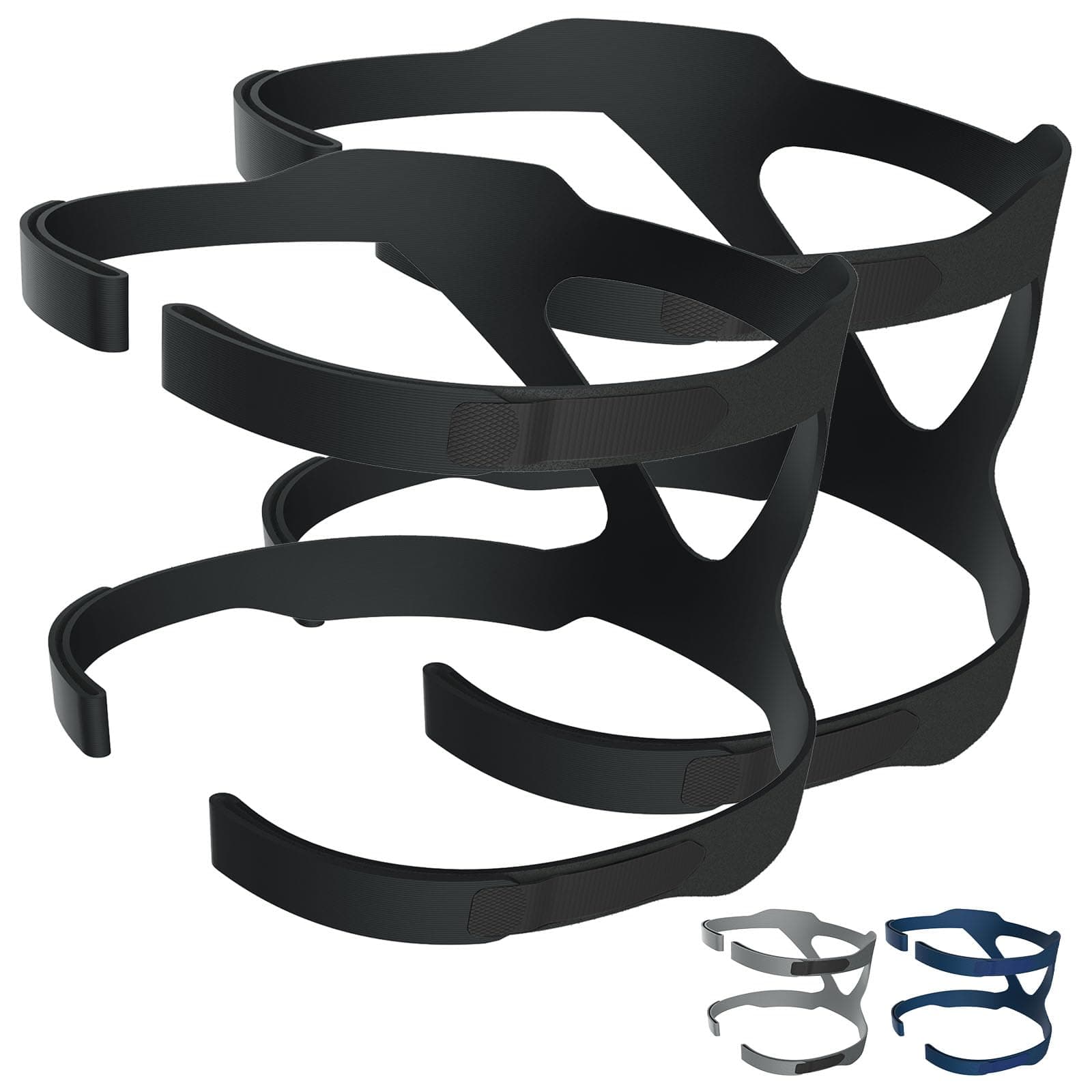 Hersvin Universal Cpap Headgear, Replacement Headband Straps Compatible With Most Nasal, Full-Face Sleep Apnea Masks Of Respironics, Resmed, Resmart Ventilator (Dark Black)