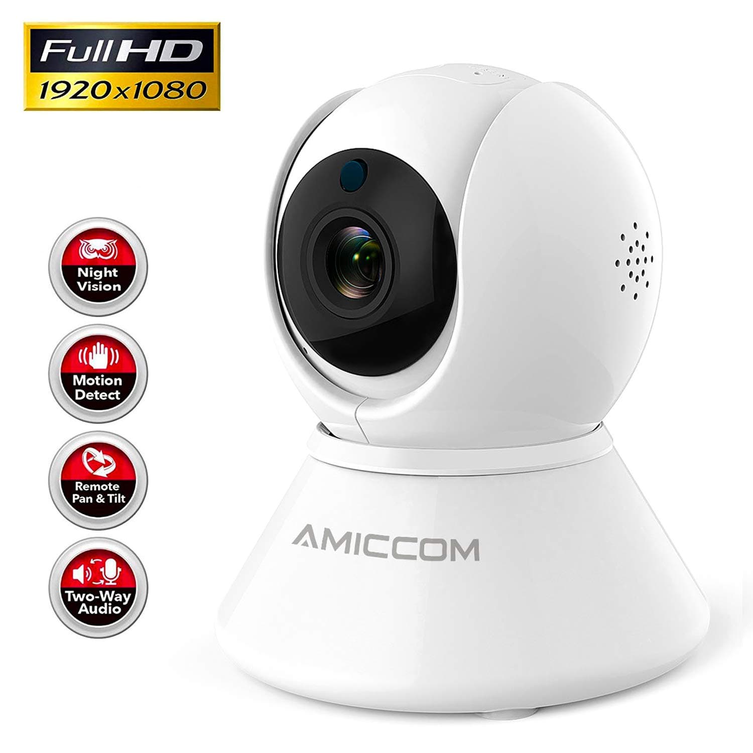 WiFi Camera-1080P Security Camera System Wireless Camera Indoor 2.4Ghz Home Camera with 2 Way Audio Night Vision, Auto-Cruise, Motion Tracker, Activity Alert,Support iOS/Android/Windows