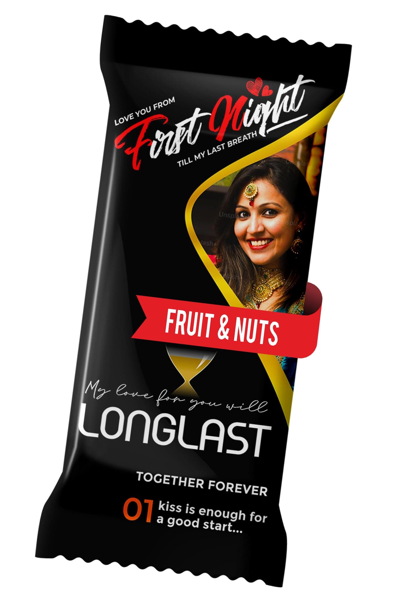 Katha Chocolates First Night Gift, Wedding Night Present, For Husband, For Wife Personalized Chocolate Large Bar (100g Bar) (Fruit & Nuts)