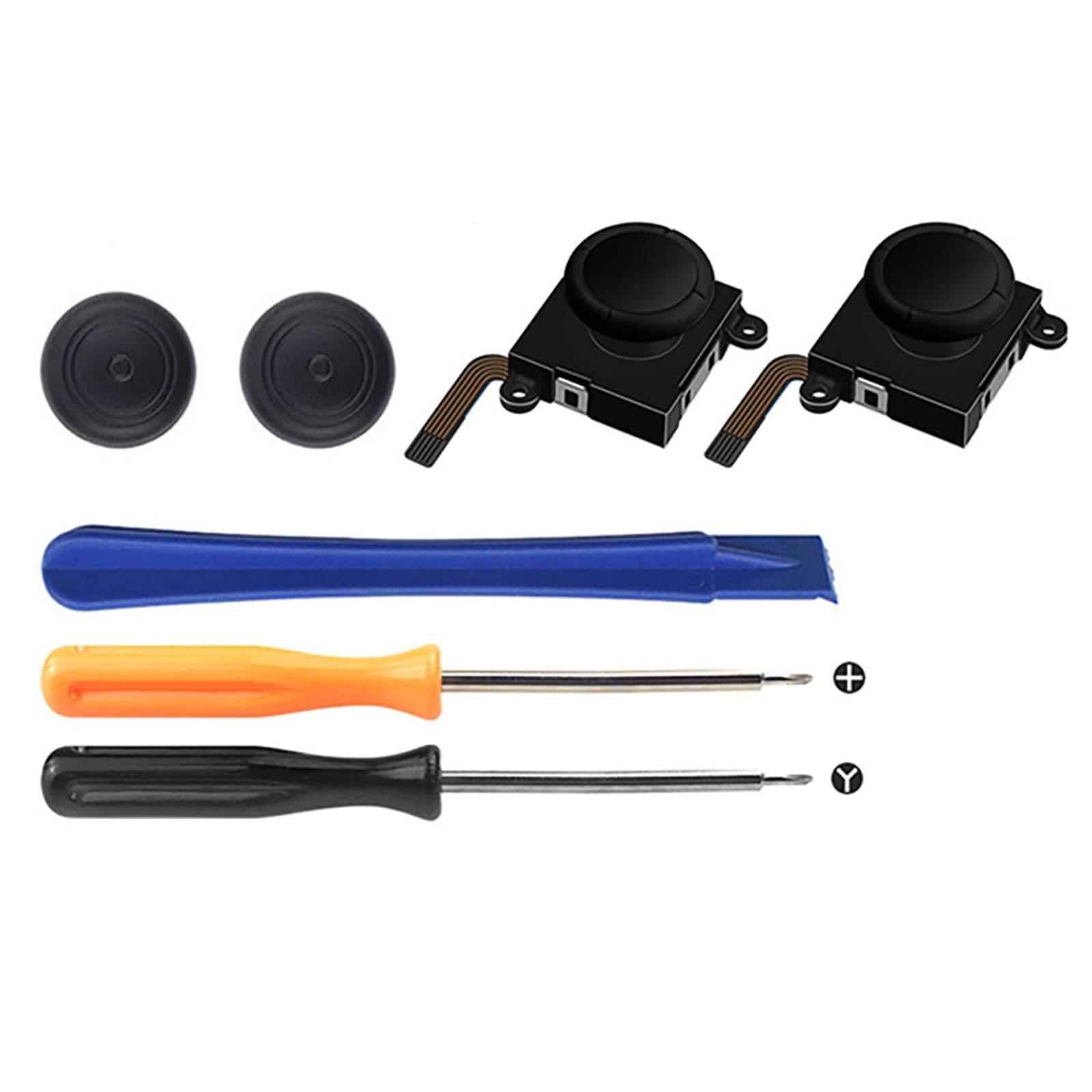 Joystick Replacement, Hall Sensing Repair Tool Kit, Joy Con Controller Repair Kit For Nintendo Switch, Include 2PCS Analogue Joystick, 2PCS Thumbsticks, T6/T8 Screwdriver, Pry Bar