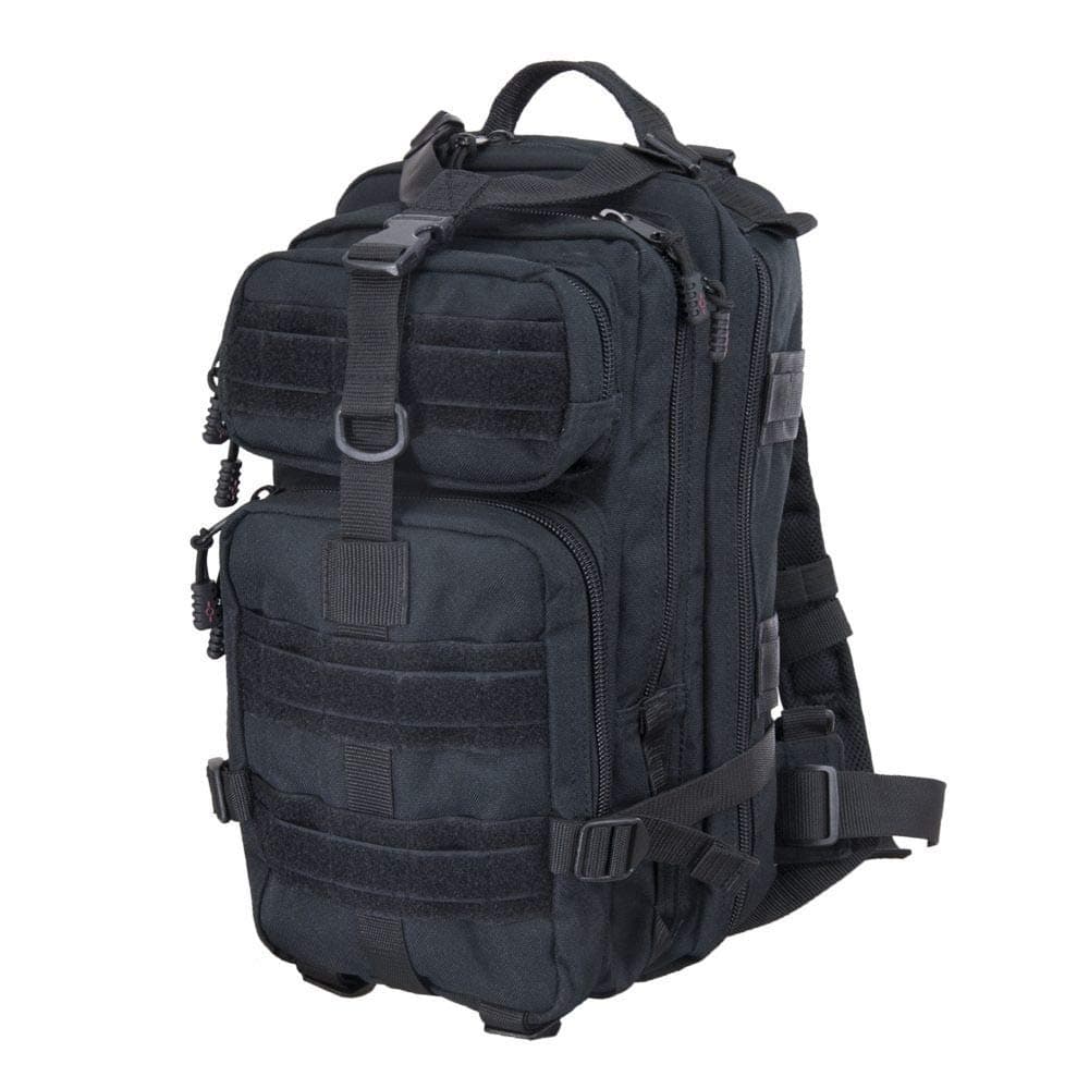Presidio Tactical Assault Backpack - Military Approved Compact Backpack Made of Water Resistant 900 Denier Polyester - Features Large Center Pocket & MOLLE Webbing [Black]