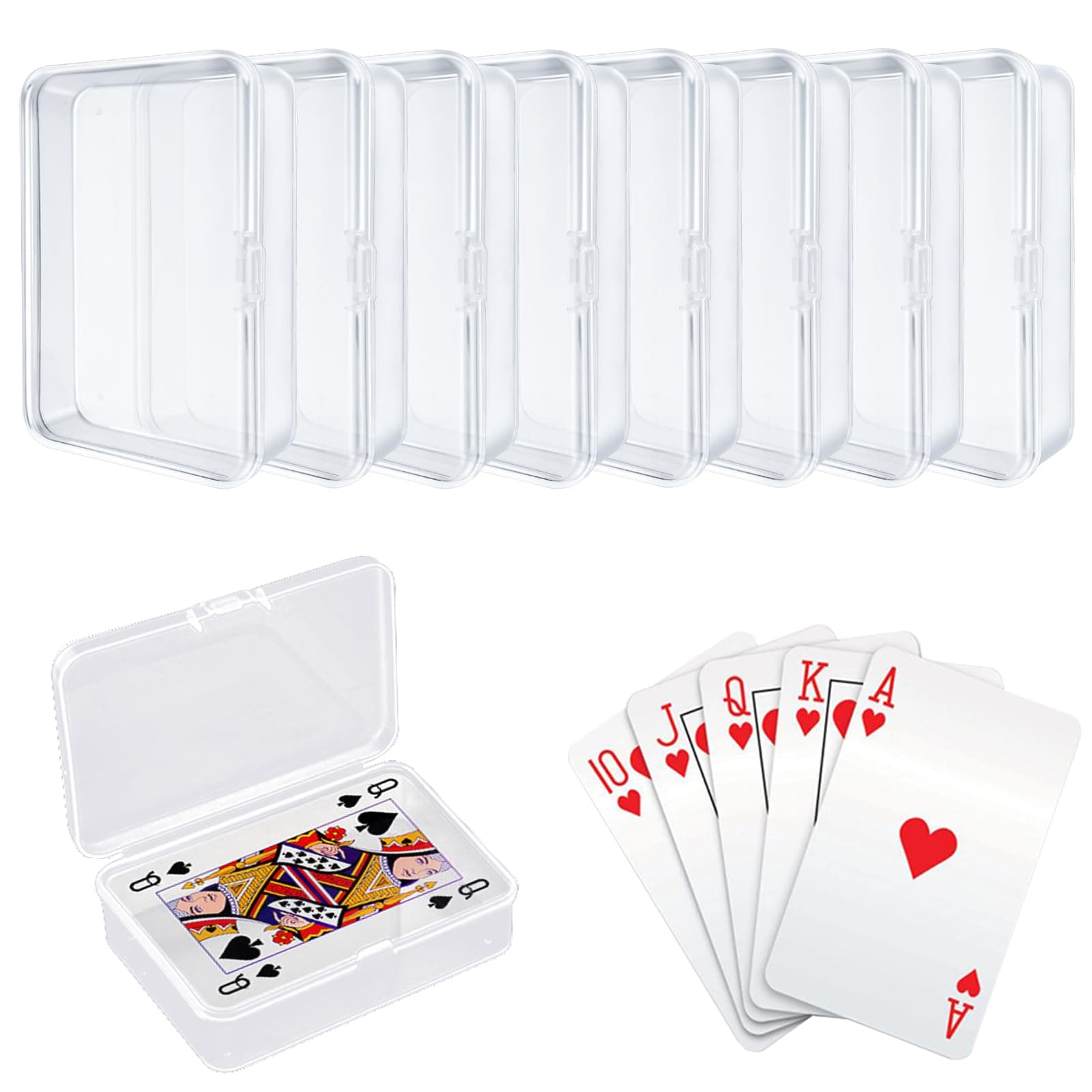 IOKUKI 8 Pcs Blank Playing Card Case, Clear Plastic Playing Game Card Storage Box Holder for Bank/Business/Game/PTCG Cards Not for Uno