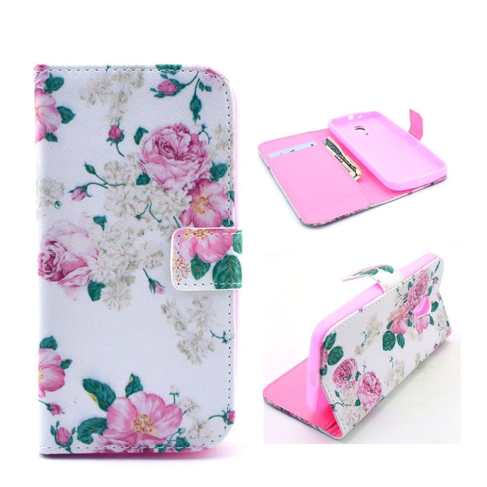 For MOTO G2 Case, Roses Pattern Premium Pu Leather + Wallet / Flip / Stand / Protective Cover Case with Magnetic Closure for MOTO G2 (Rose)