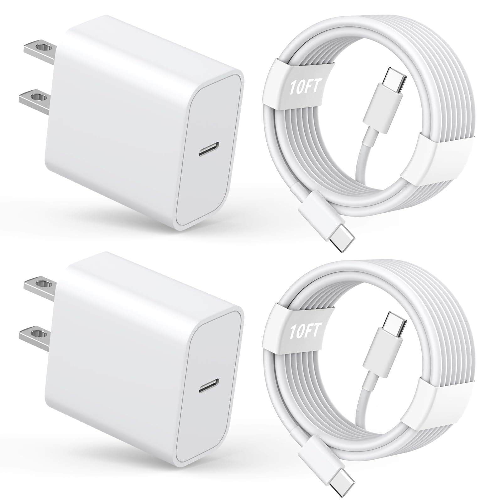 iPhone 16 Pro Max Charger, 2 Pack 20W USB C Fast Charging with 10FT USB C to C Cable for iPhone 16/16 Plus/15/15 Plus, iPad Pro