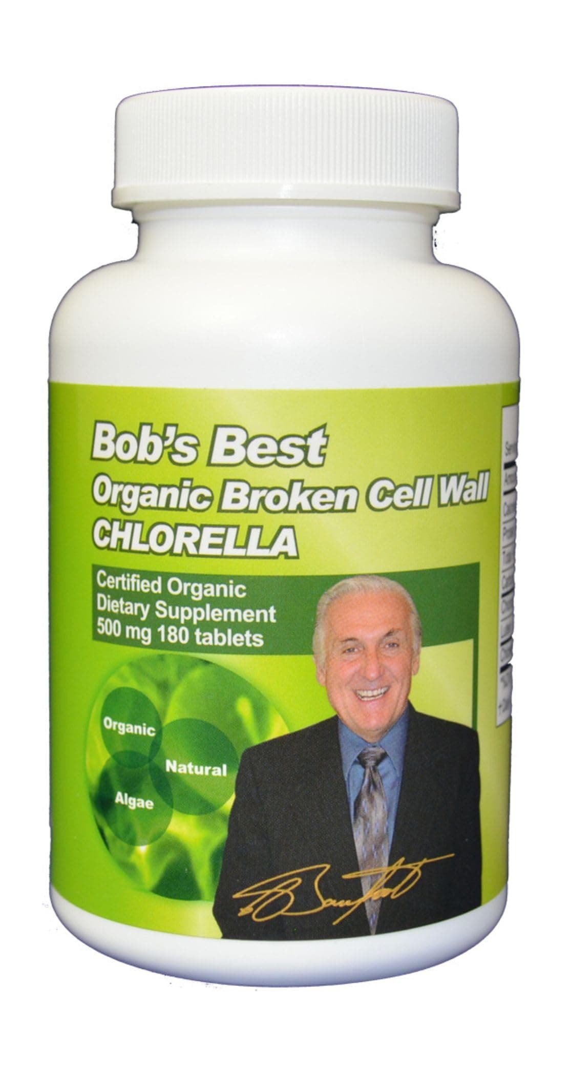 Bob's Best Organic Broken Cell Wall Chlorella,(500mg,180 Tablets)