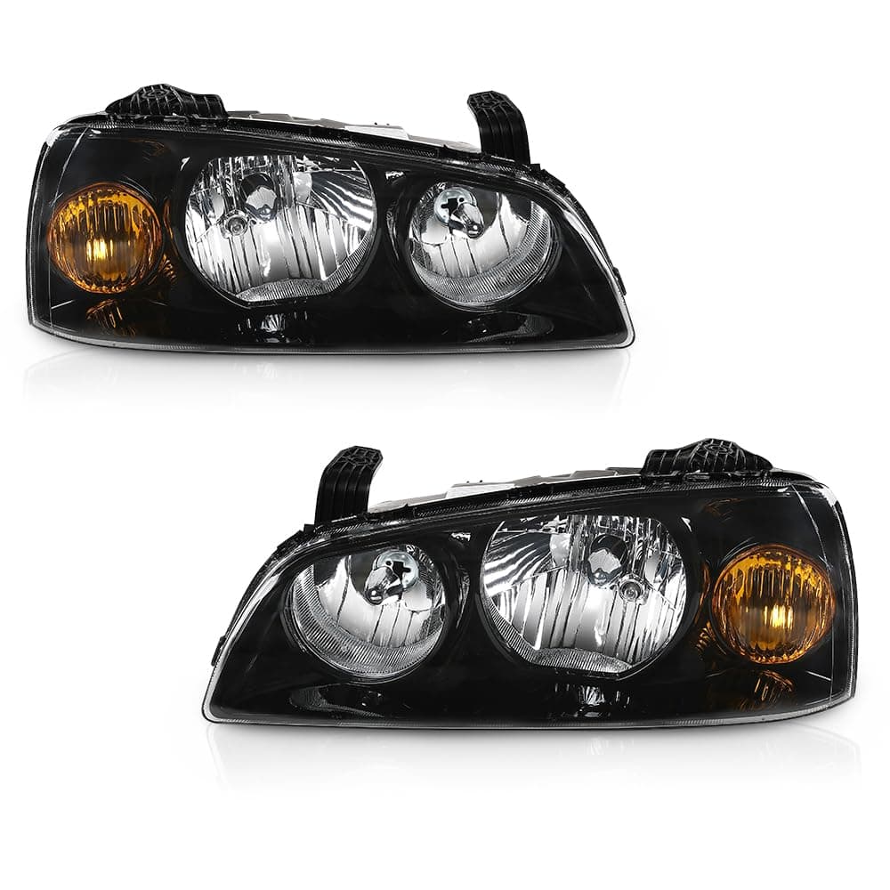 PIT66 Headlights Assembly Compatible with Hyundai Elantra 2004 2005 2006 Left and Right Side Clear Lens Black Housing Front Corner Headlight Headlamps