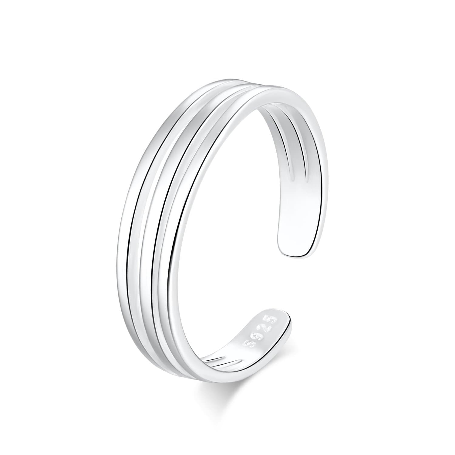 925 Sterling Silver Open Cuff Toe Ring for Women Adjustable Pinky Ring Band Size 2-4…