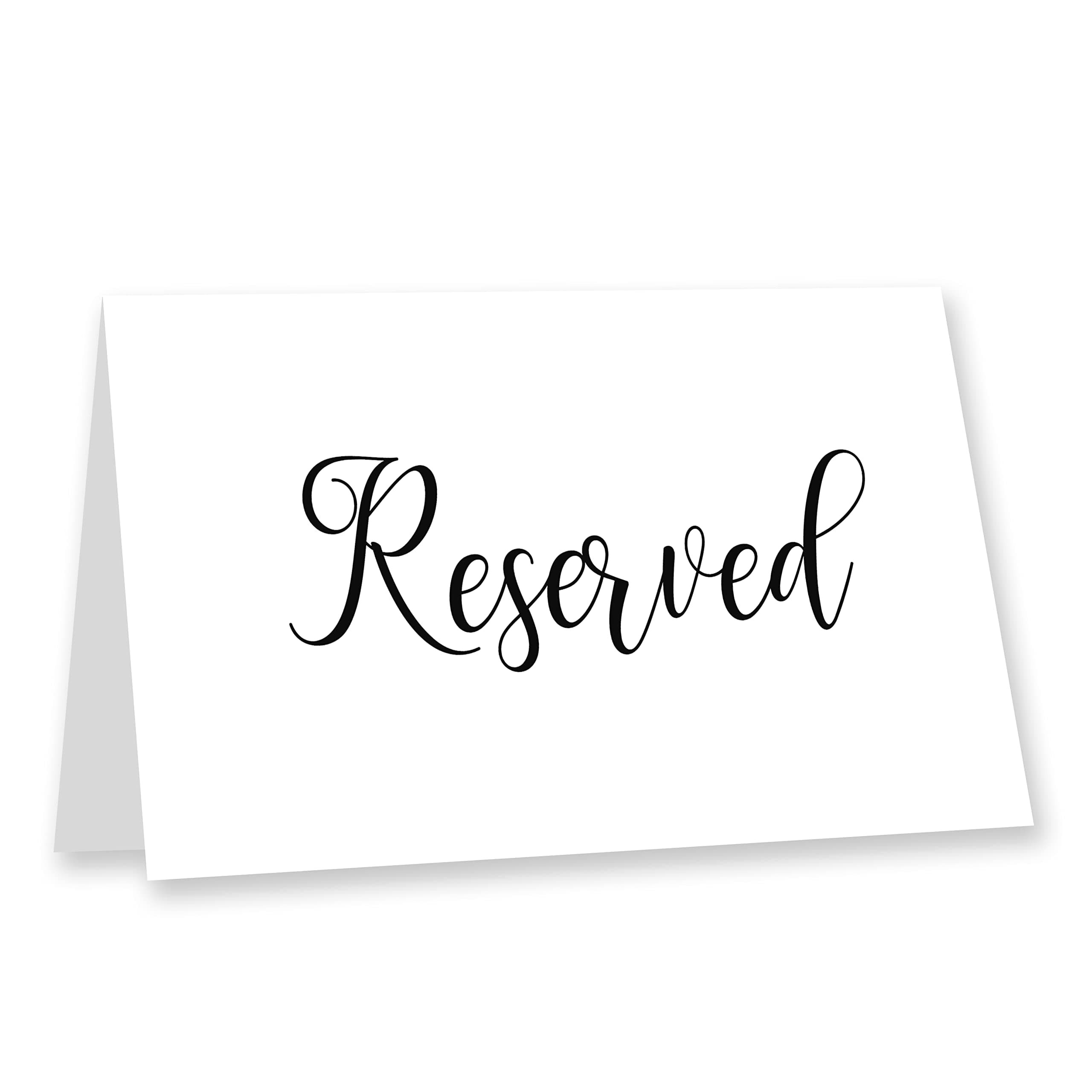Manta Makes10 pack white reserved table signs for a wedding party or celebration restaurant | white table reserved cards | white card reserved table tent card | double sided reserved signs for tables