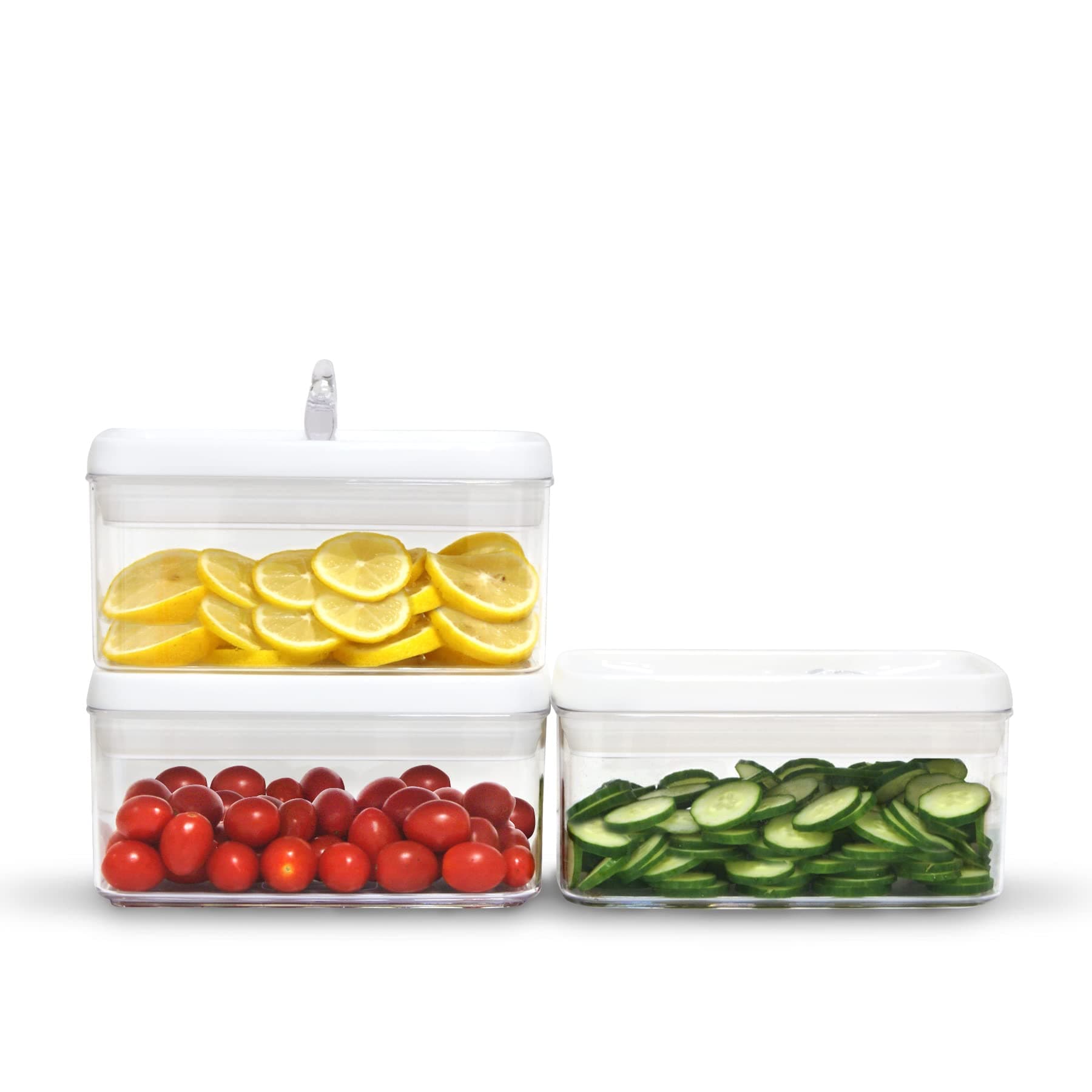 FelliFlip Tite Food Storage Container with Lid 4” RECTANGULAR Airtight Lock Top, Stackable Plastic Kitchen Canister Jar for Fridge Pantry Drawer Organization, Veggie Fruit Tea Bag Organizer (1.1 qt)