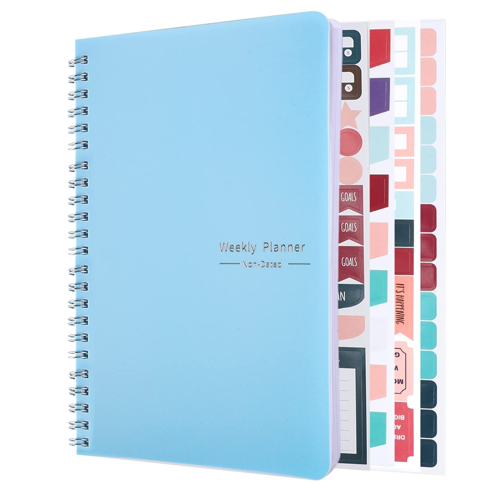 Weekly Planner Notebook, A5 Spiral To Do List Notebook 52 Weekly Goals Planner with Habit Tracker Daily Planner for 2023 Students, Work, Productivity（Blue）