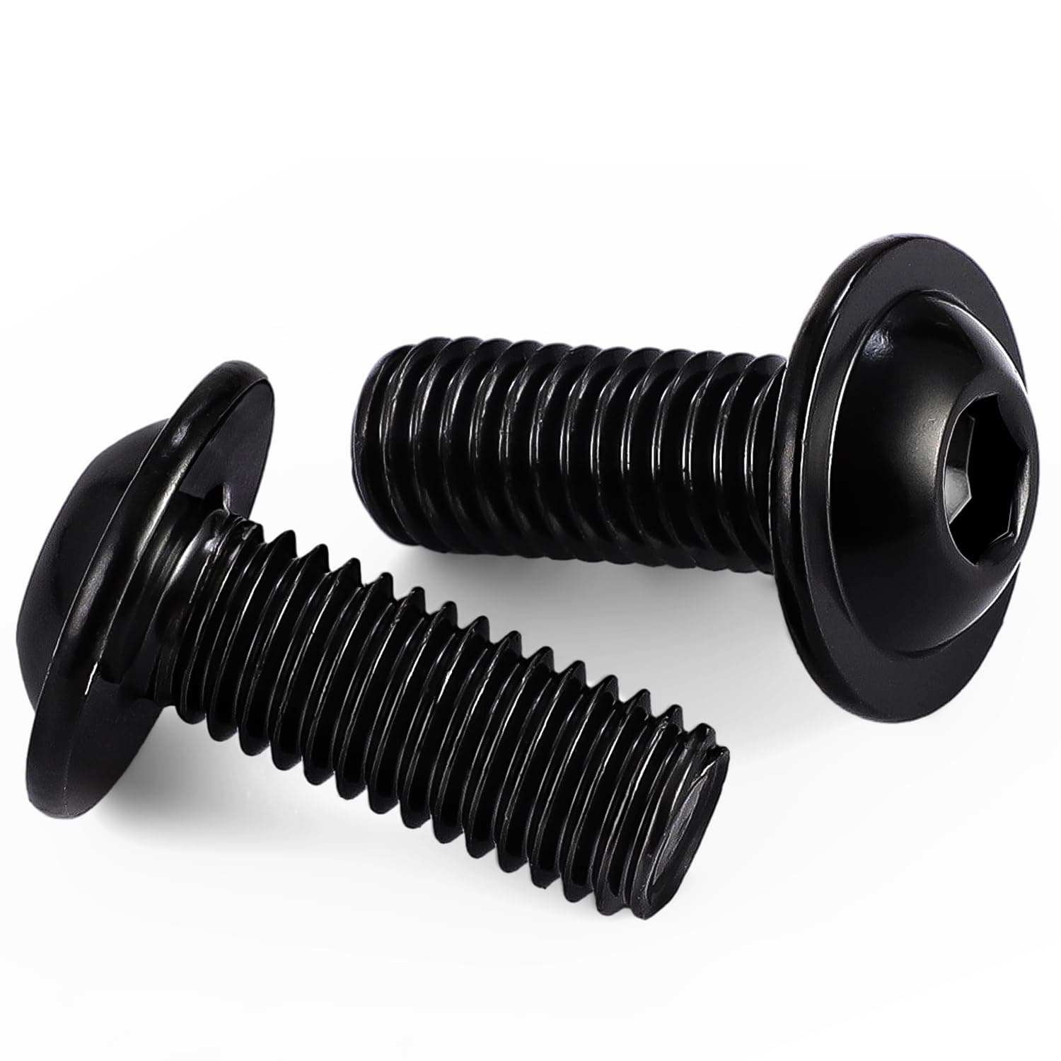 Mellewell M6-1.0 x 12mm Flanged Button Head Socket Cap Screw Bolts, Allen Socket Drive, Stainless Steel 304, Black Finish, Quantity 25
