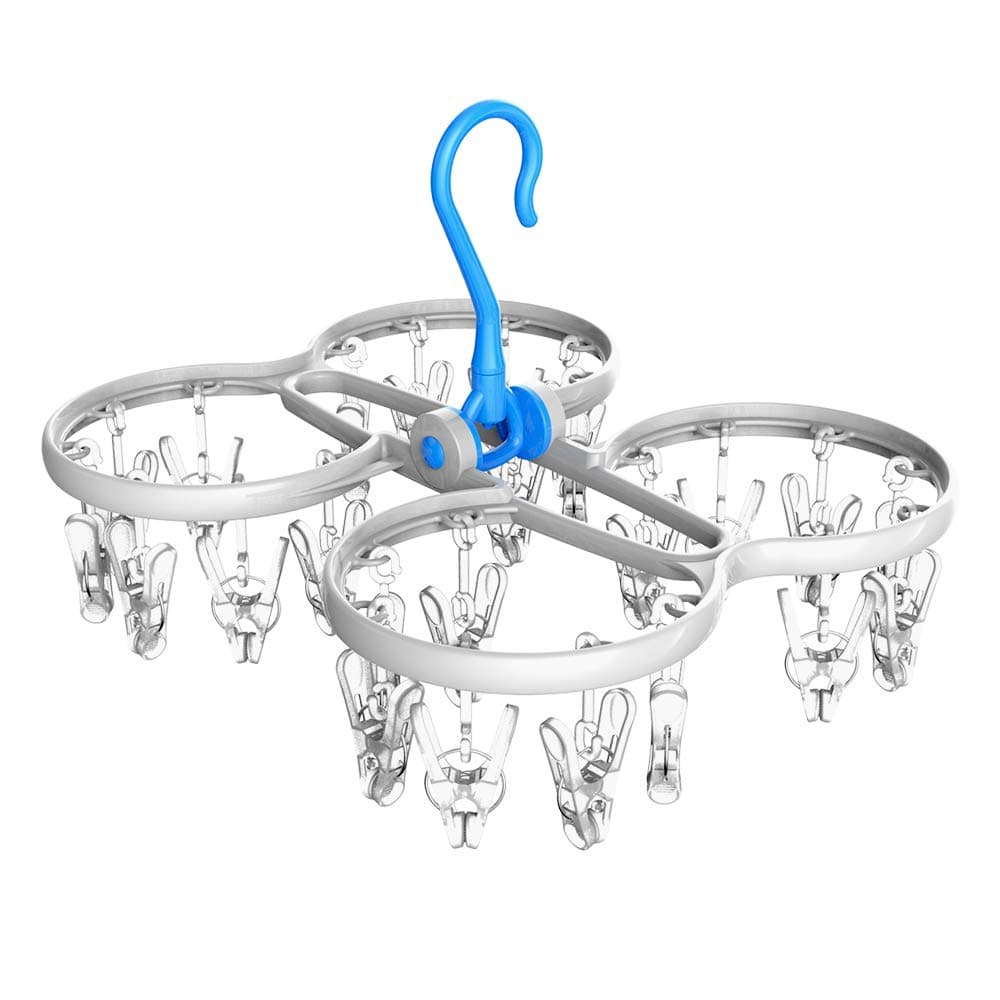 ARVO Plastic Hanger Foldable, Clothes Dryer with 360 Degrees Rotating Hook and 24 Clip