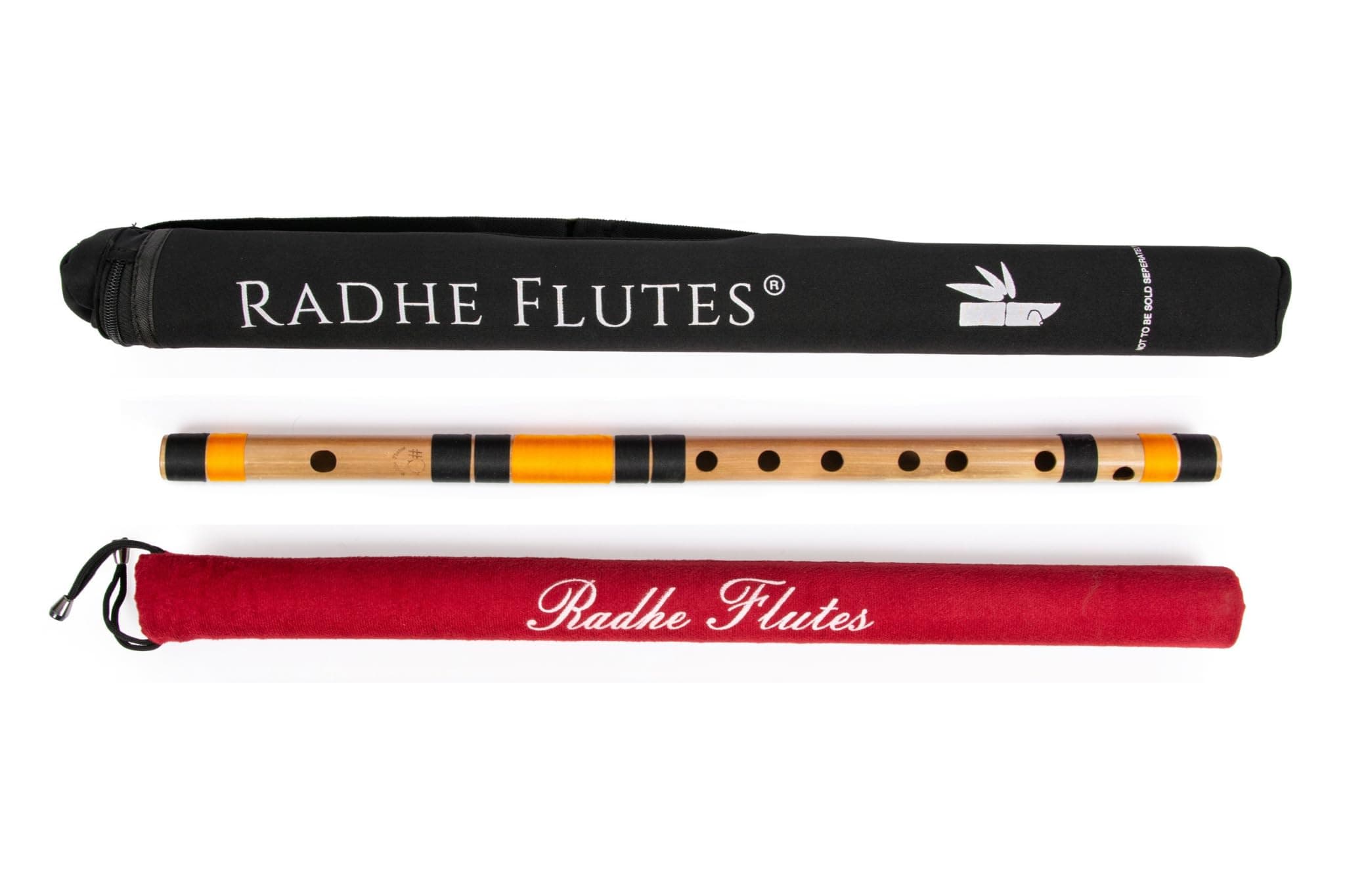 Radhe Flutes Bamboo Bansuri C Sharp Right Handed Middle Octave (18 inch) With Hard Cover & Mineral Oil
