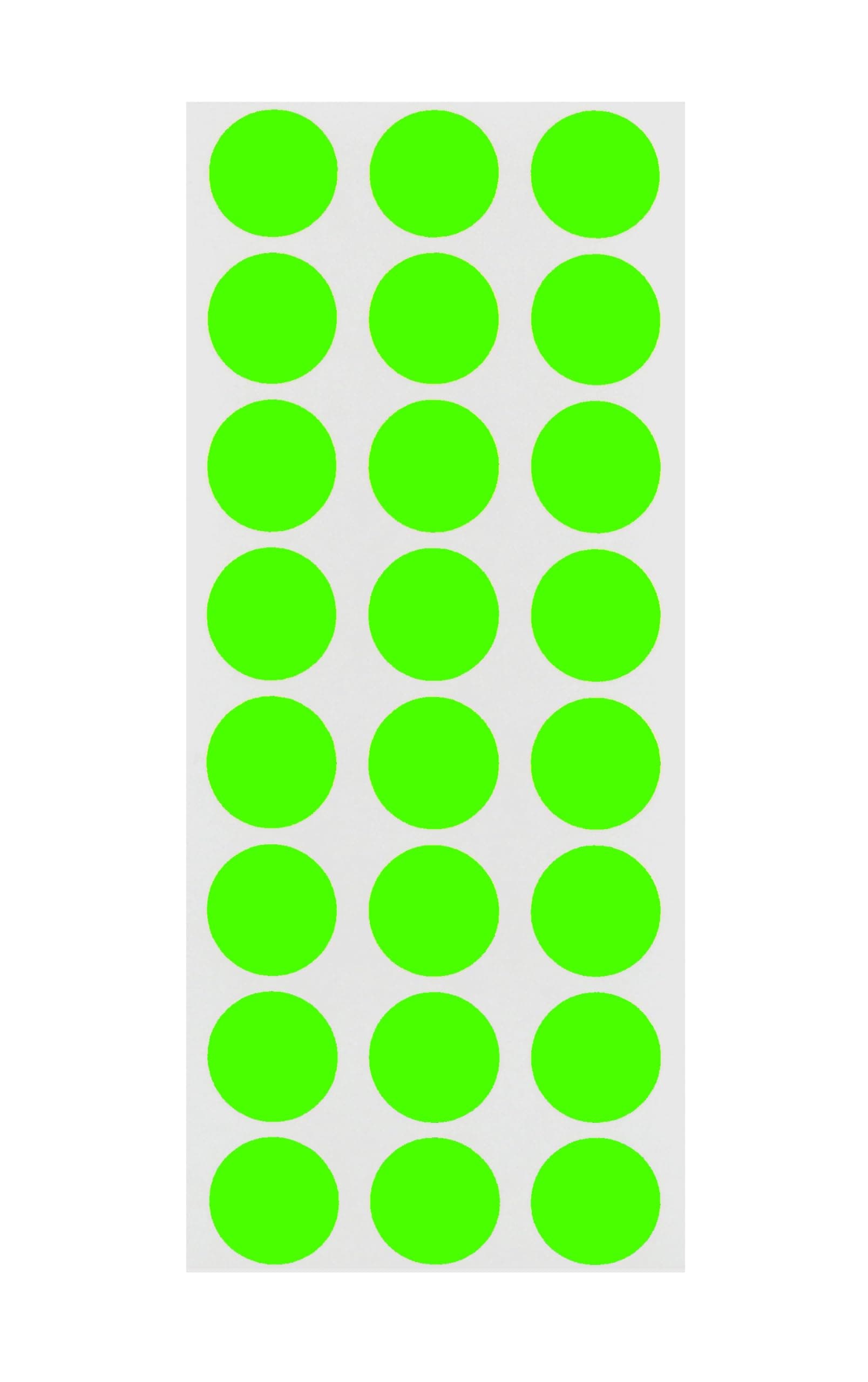 ChromaLabel 0.50 Inch Round Label Removable Color Code Dot Stickers, 1200 Pack, Fluorescent Green