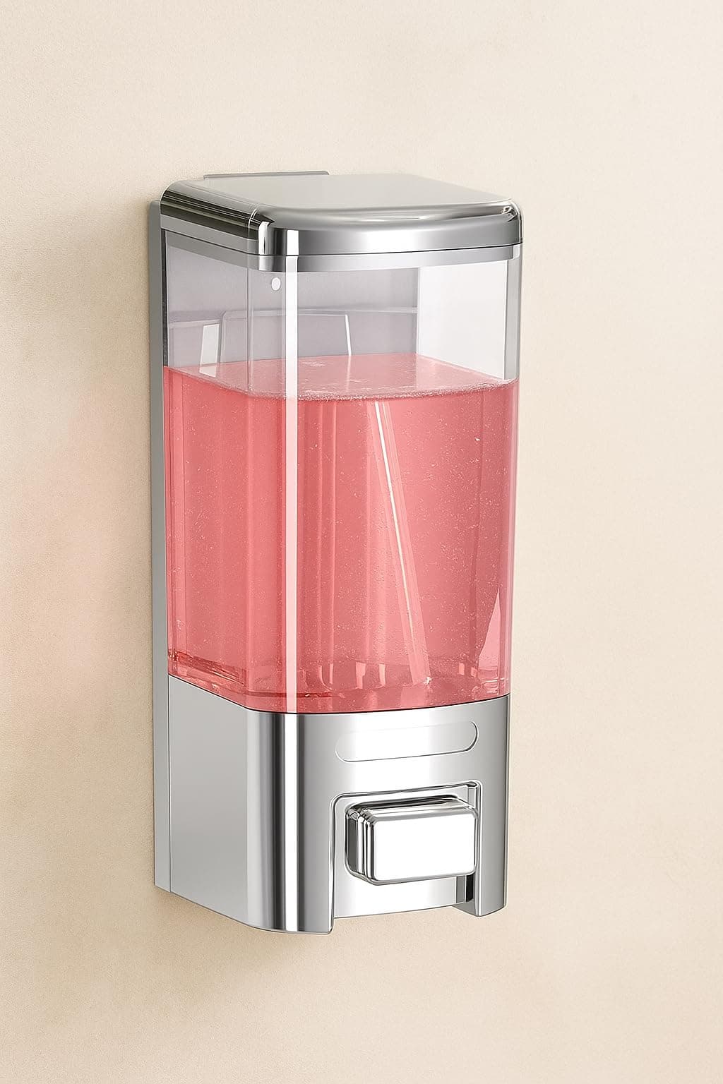 BATH GURU ABS Heavy Duty Wall Mounted Soap Shampoo Conditioner Handwash Gel Liquid Soap Sanitizer Dispenser for Bathroom Basin Kitchen Sinks and Industrial Use (500 Ml, Chrome Plated), Plastic