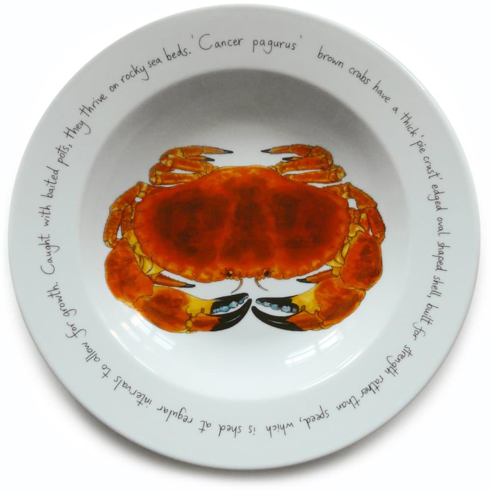 Large Deep Rimmed Bowl - Crab