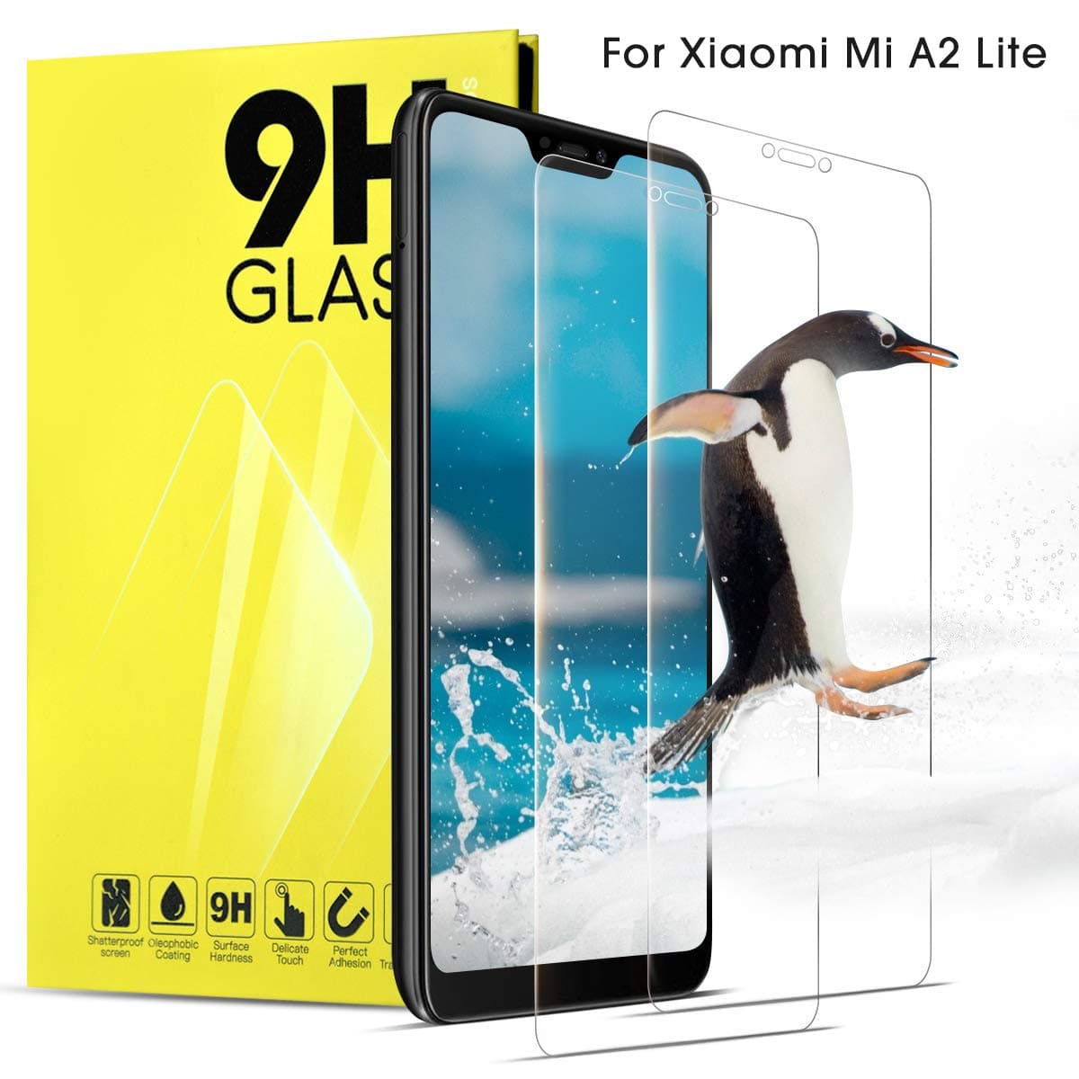 DOSNTO Glass Screen Protector for Xiaomi Mi A2 Lite Tempered Glass Case Friendly Screen Protection Film HD Clear Transparent Glass Coverage (2.5D Round Edge) Full Cover for Screen of Xiaomi A2 Lite