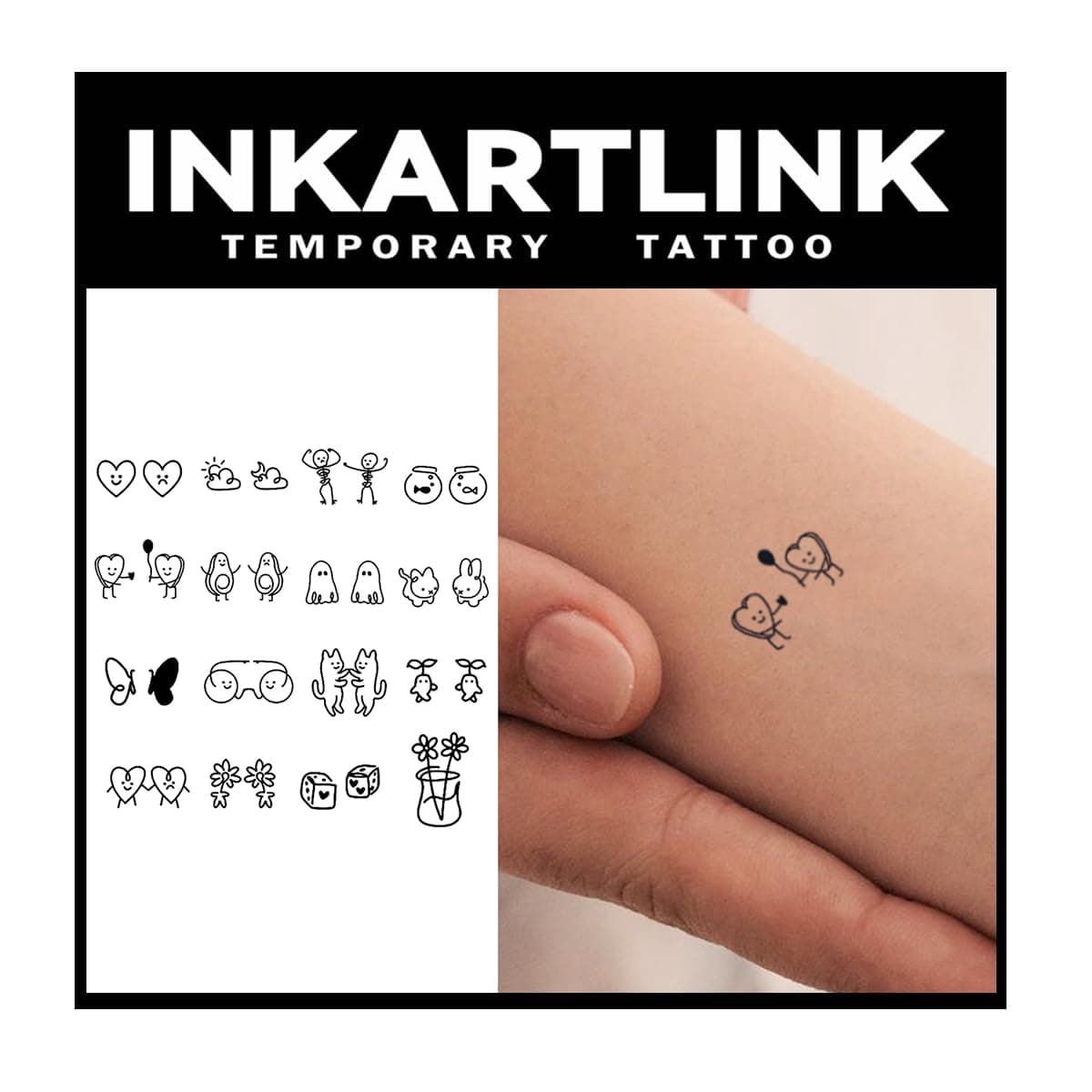 Tech, 16 Design/1 Sheet Small Semi Permanent Tattoo, Temporary Tattoos, Last 1-2 Weeks, Waterproof, Realistic Look, No Adhesive, No Reflection (2ﾗ3inch Companionship Tattoo)