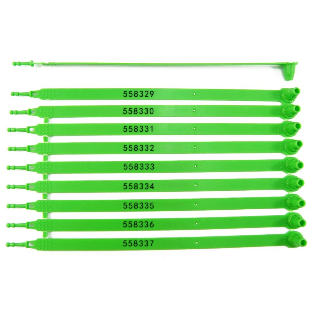 Leadseals(R) 100 PCS Green Tite-Lock Plastic Tractor Truck Trailer Door Seal Tamper Evident Security Tags Numbered Safty Disposable Locks for Trailer Logistics Shipping Transport