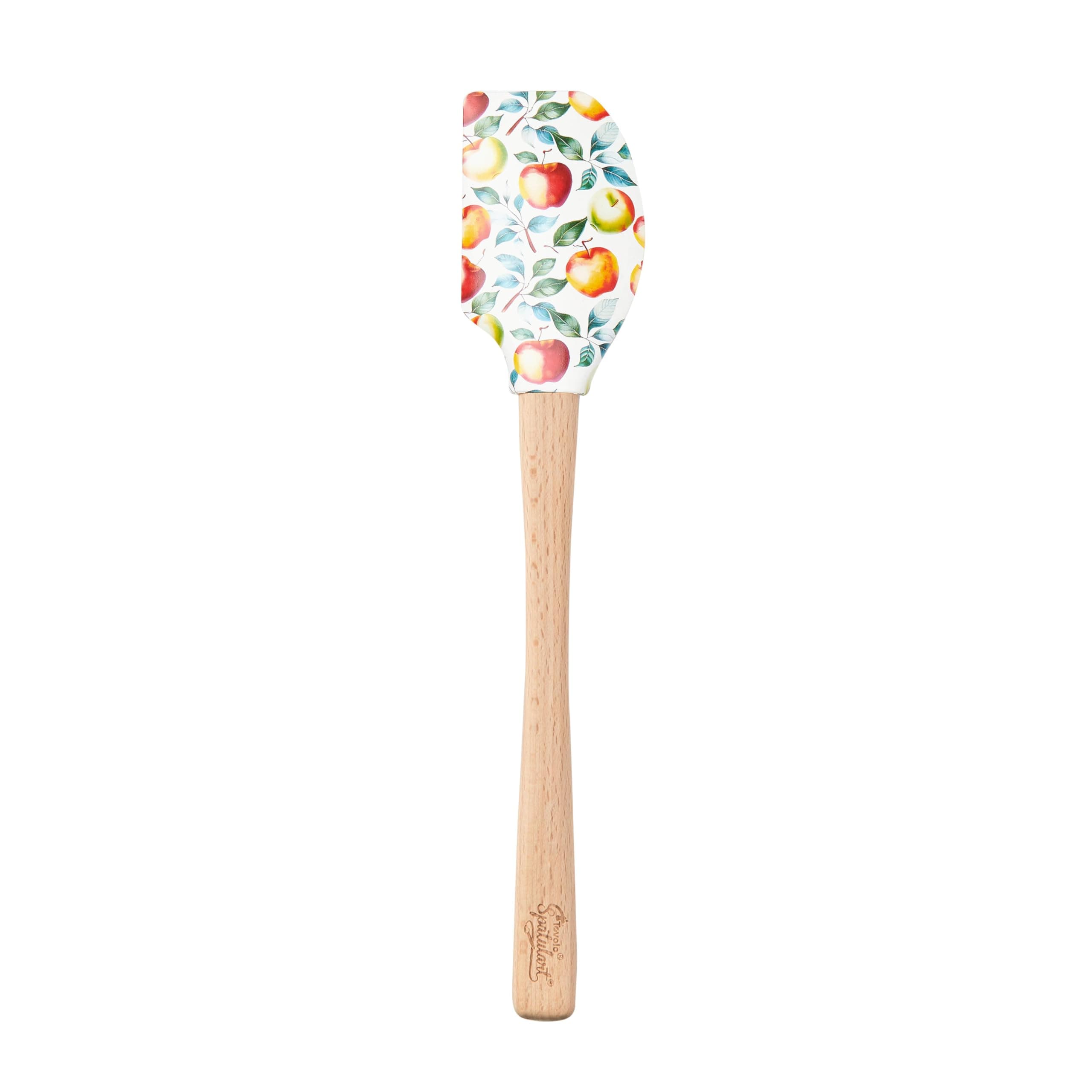 Apple Orchard Fall Spatula With Wood Handle for Cooking Baking Mixing Meal Prep, Autumn Spatulart Fall Apple Kitchen Utensil Decor Spatulas Silicone Heat Resistant BPA Free