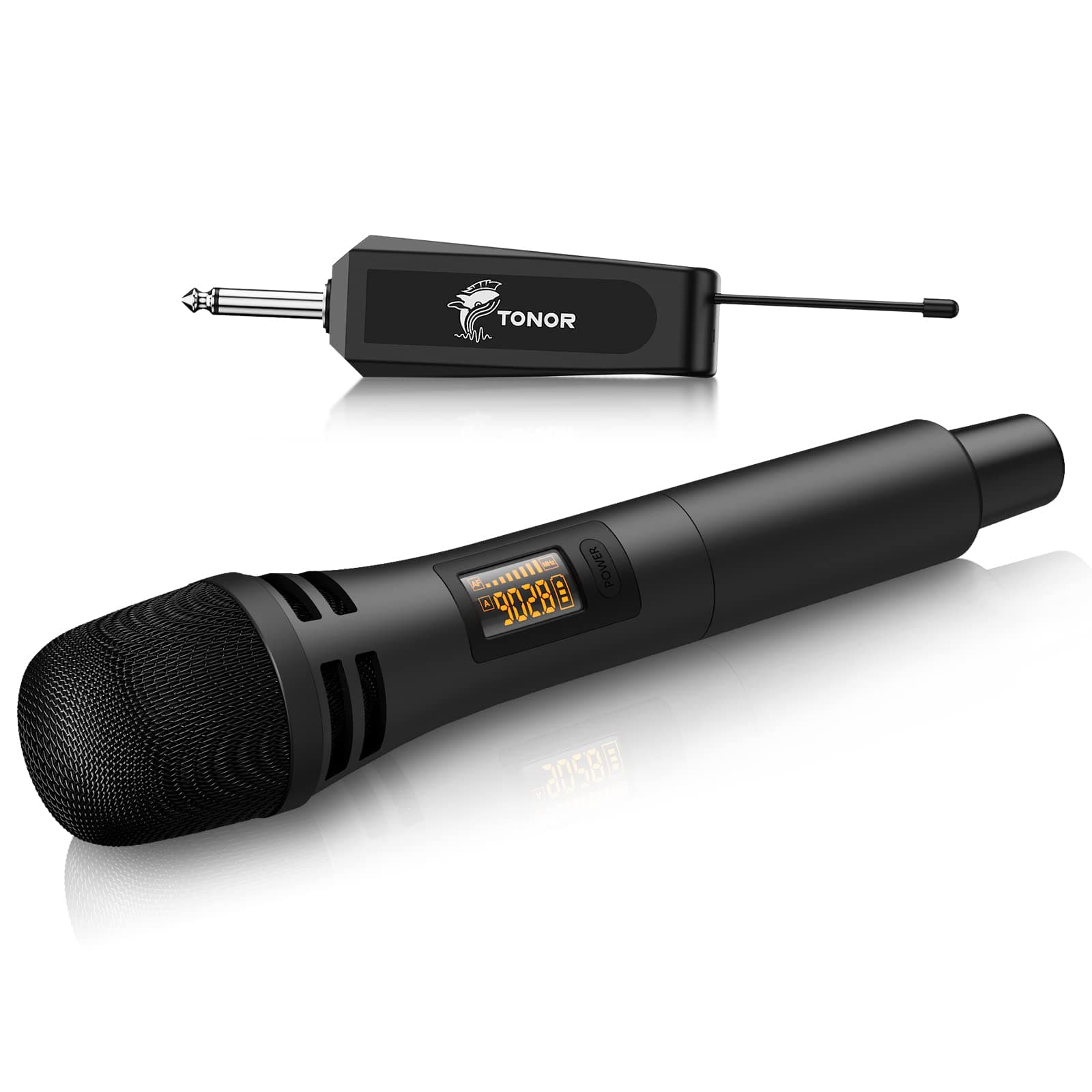 TONOR Wireless Microphone, UHF Karaoke Microphone System, Microfonos Inalambricos with Rechargeable Receiver, Cordless Dynamic Mic Set for Singing, Wedding, Party, 60 m/200ft TW310, 1 Mic Black