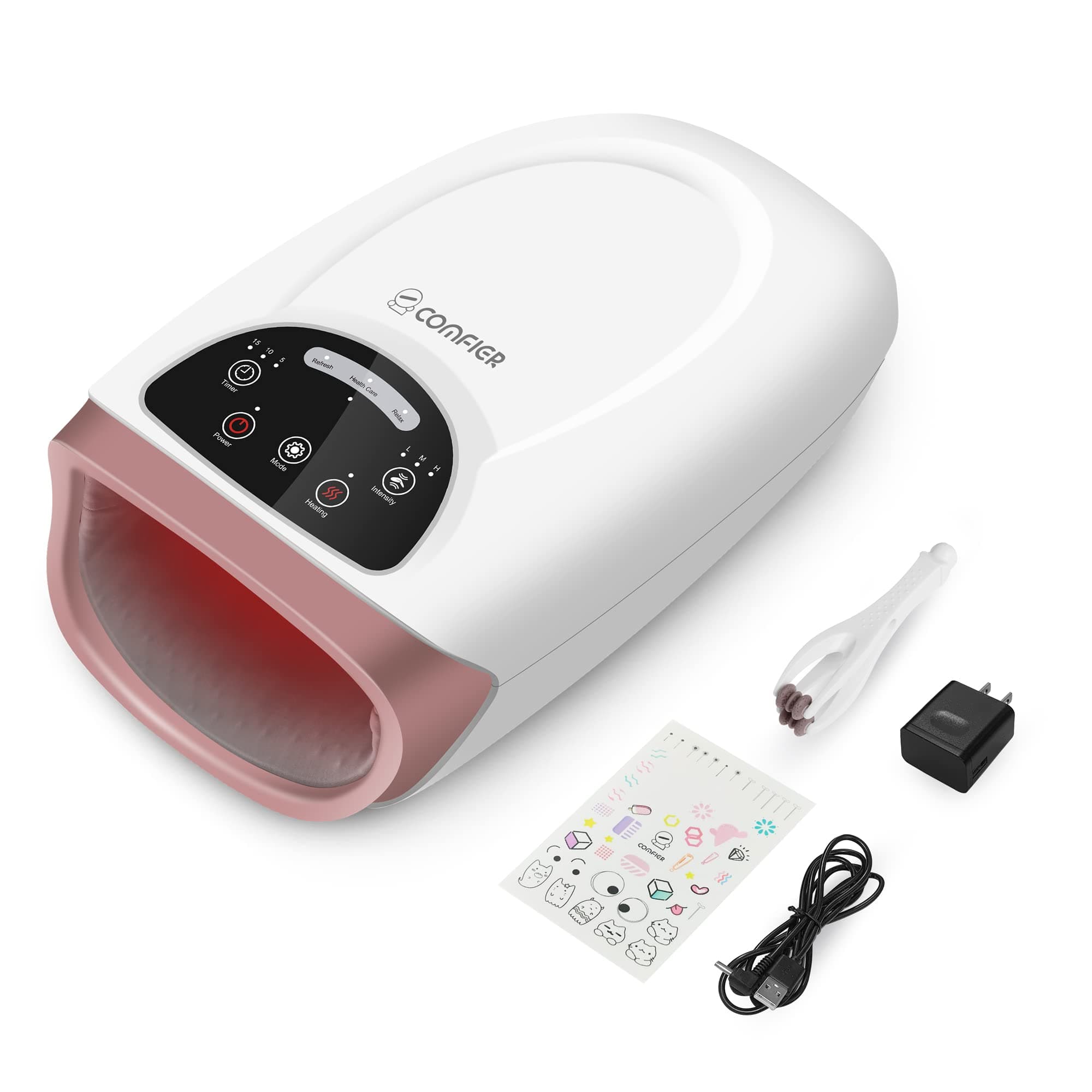 COMFIER Hand Massager with Heat, Cordless Hand Massage Tool with Compression & Heating,3 Modes & 3 Levels Pressure Point Hand Massager for Arthritis and Carpal Tunnel from Finger to Wrist