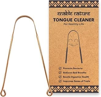 Enable Nature Regular Pure Copper Tongue Cleaner for Adults| Improved Oral Hygiene and for Fresh Breath & Bacteria Removal | 100% Pure Copper Scraper for Superior Oral Hygiene and Fresher Breath | Pack of 1