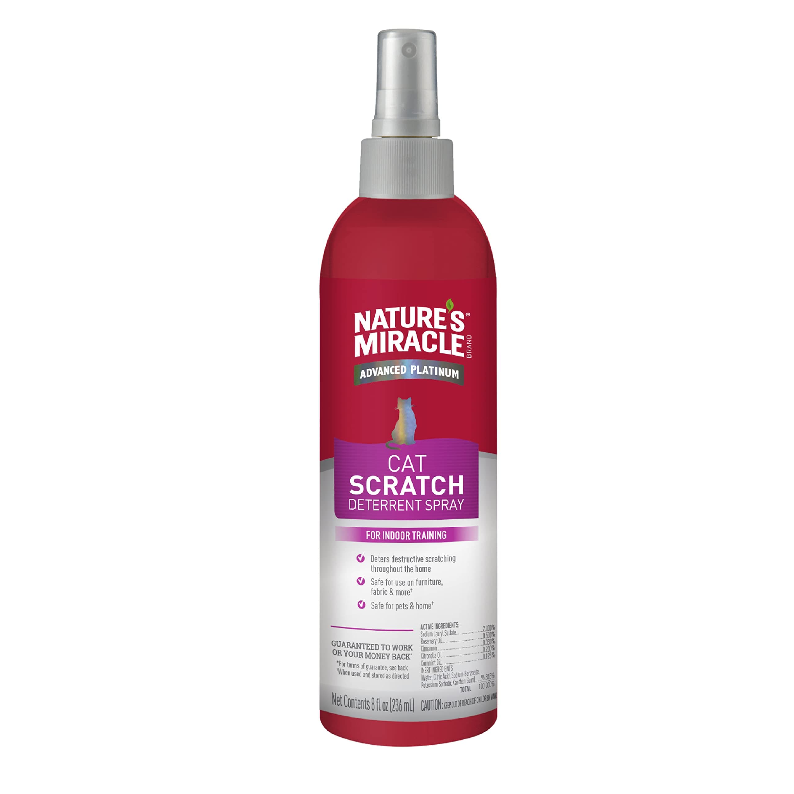 Nature's Miracle JFC Advanced Platinum Cat Scratch Deterrent Spray, Discourages Destructive Scratching, Repellent Scents Prevent Cats from Returning to The Same Area, Spray - 236ml