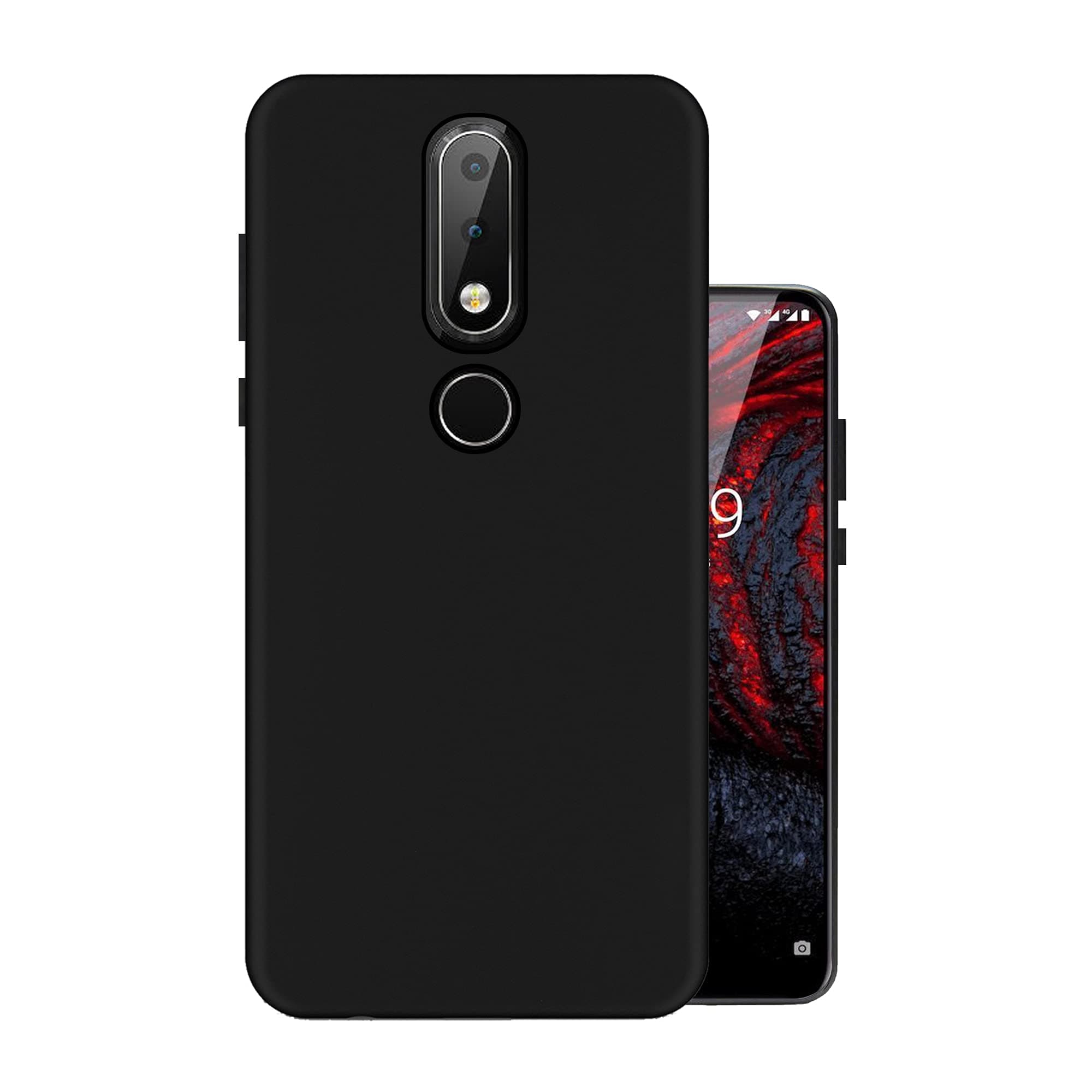 HELLO ZONE Rubber Exclusive Matte Finish Soft Back Case Cover for Nokia 6.1 Plus (5.8") - Black