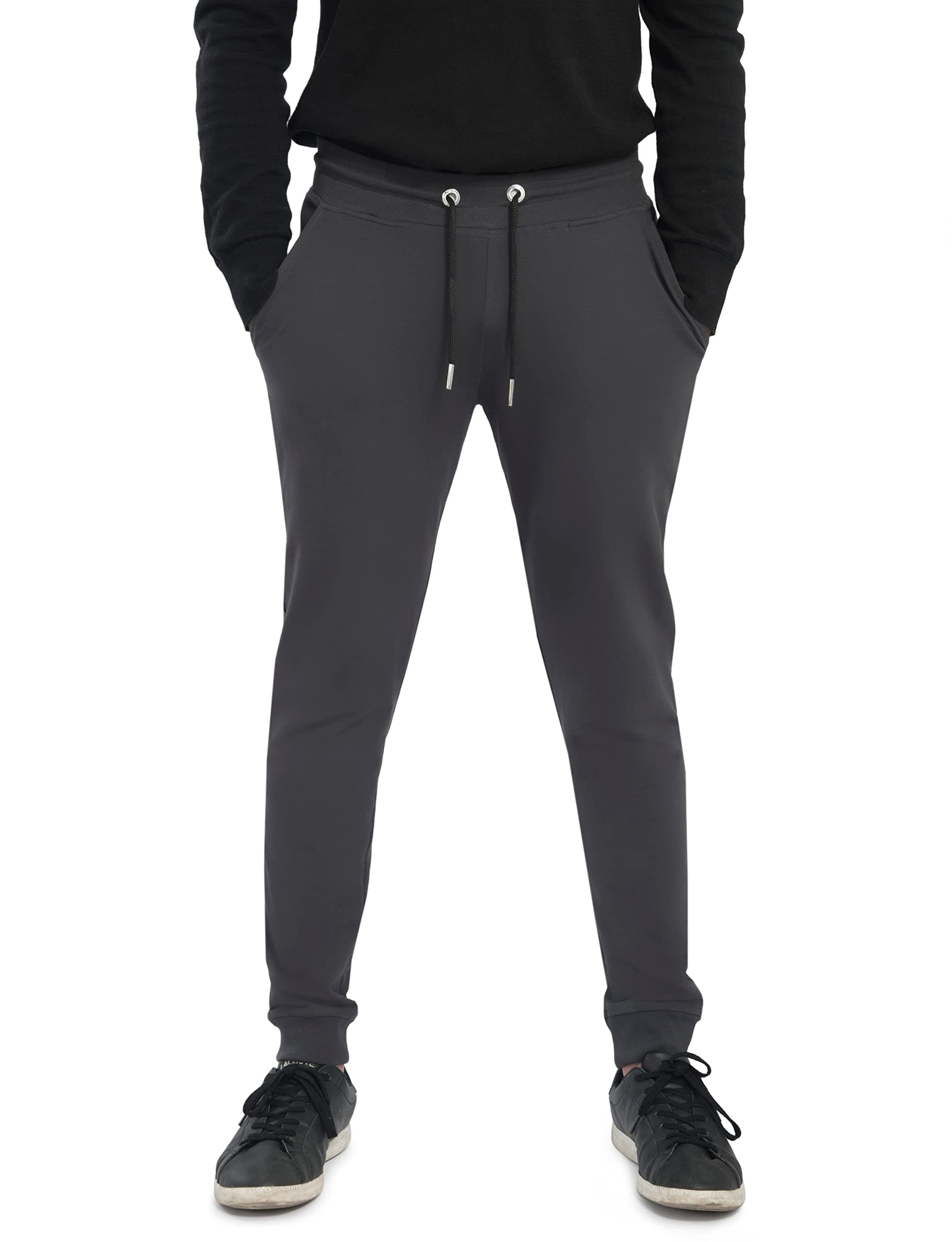AVOCARDIO Men's Regular Fit Joggers Dark Grey