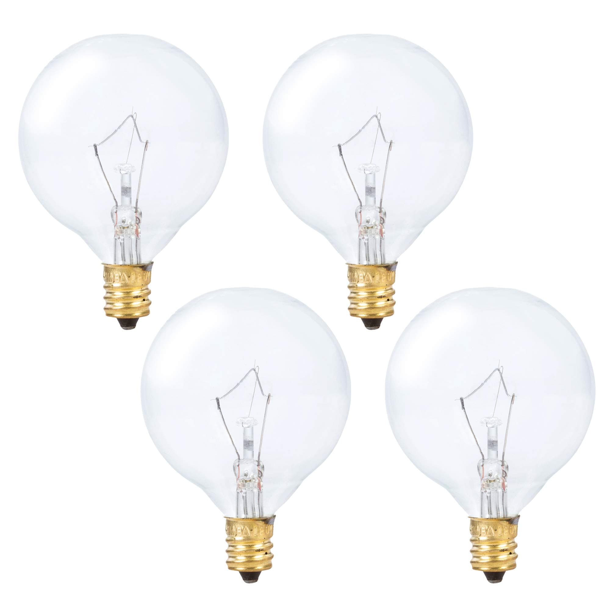 Aromatic Wax Warmer Small Globe G16.5 Round Bulb 25W E12 Candelabra Base (4 Pack) for Chandelier, Ceiling Fan, Decorative Vanity Lights, Sconce, Clear Glass, 110V 120V, 2700K Warm White