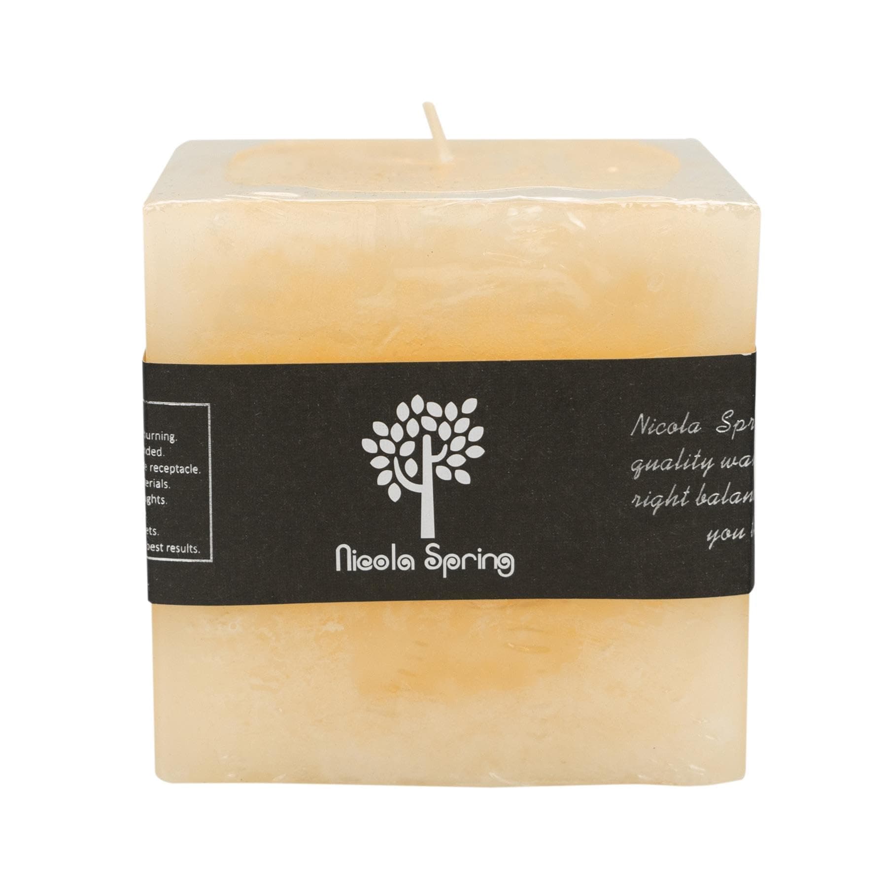 Scented Pillar Candle - Vanilla Scent - 120 Hour Burning Time - Vanilla Candles Ivory Square Pillar Aromatherapy for Home Fragrance, Kitchen, Living Room, Bedroom