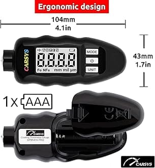 CARSYS Coating Thickness Gauge DPM-816 Extended Range Precision Probe Fe/NFe Paint Meter for Car & Industrial Apply (Black)