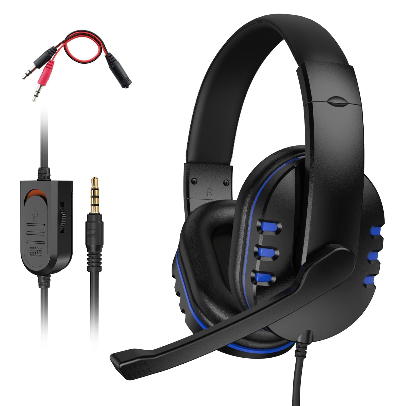 Dhaose Gaming Headset for PS-4, Headset for PS-5 Xbox One s 3.5mm Wired Over-Head Stereo Gaming Headphone with Mic Microphone Volume Control for Xbox One s PC Tablet Laptop Smartphone