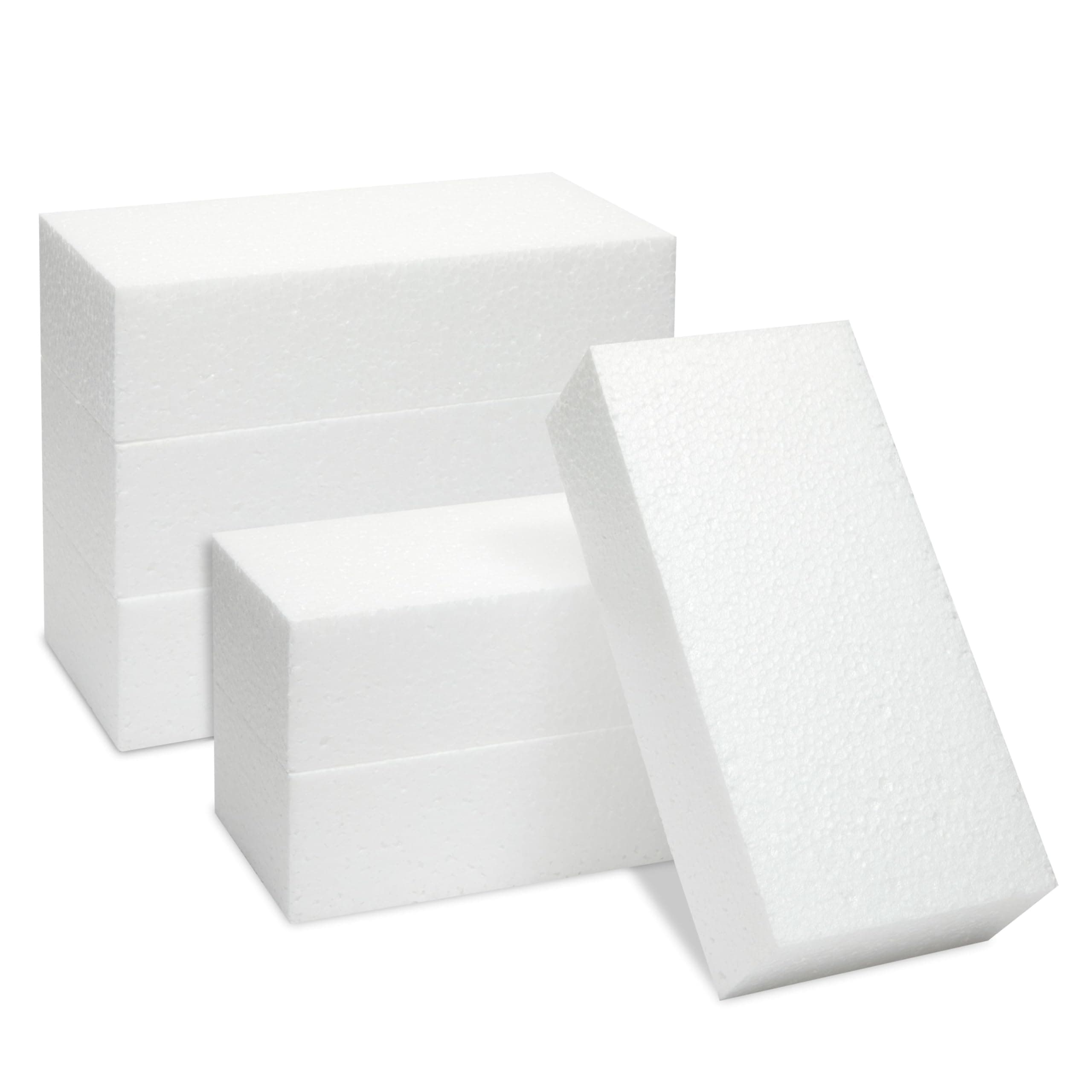 6 Pack Foam Blocks for Crafts - Polystyrene Brick Rectangles for Art Sculpting, Flower Arrangements, Packing (20 x 10 x 5 cm)