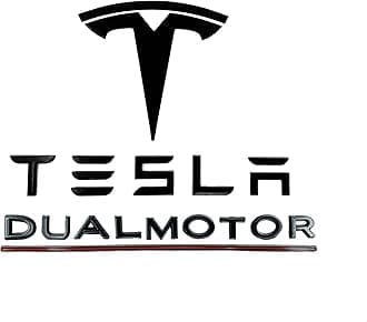 EVMIZE Tesla Model 3 Model Y T Logo Tesla Letters Dual Motor Emblem Set Metal (Without Dual Motor)