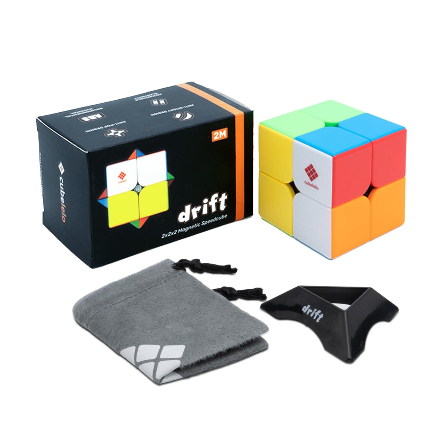 Drift 2M 2x2 (Magnetic) Stickerless Magic Speedcube for Kids & Adults Speedy Brainstorming Puzzle Cube (Multicolor)