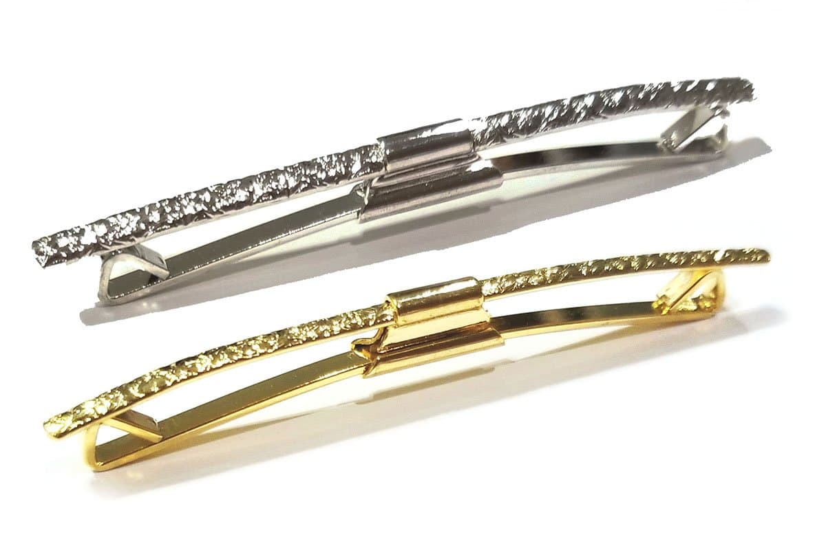Two 2.5 Inch Ornate Collar Pin Bar Gold Silver Tie Pin Clip Guard Clasp Keep Ties Stays Down (Reg Length)