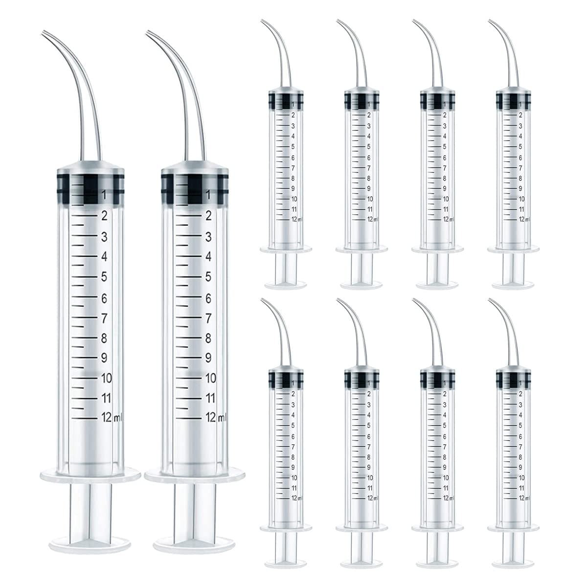 Plastic Syringe for Scientific Labs 10 Pack Measuring Syringe Tools Dispensing Multiple Uses (12 ml, 1)