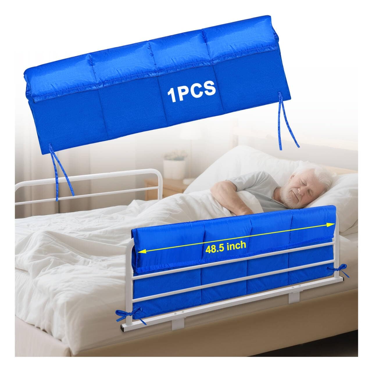 Bed Bumper Pads Hospital Rail Covers Padding Bed Rail Adjustable Cushion (Blue)